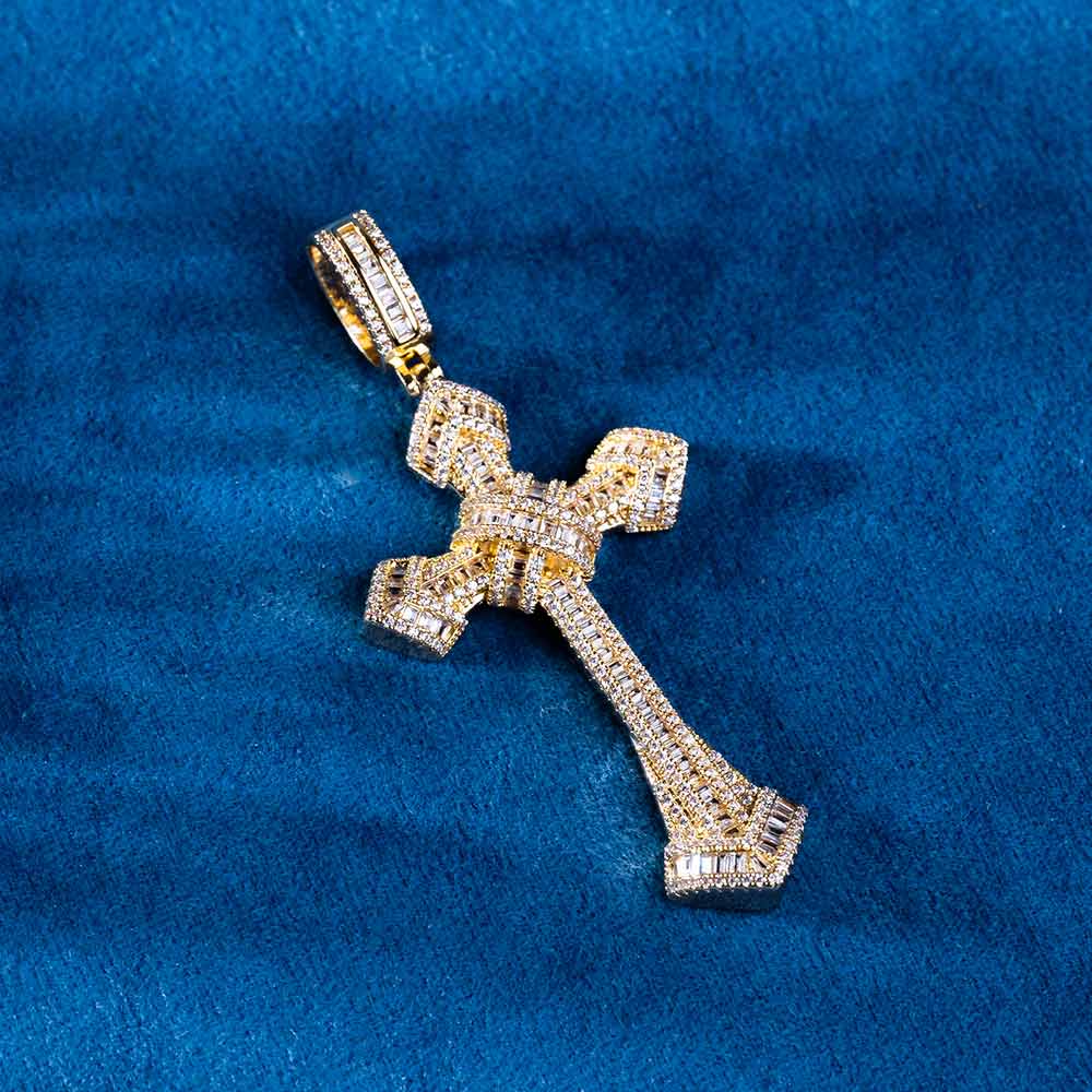 Moissanite Wrapped Cross Pendant 14K Gold、mySite、hinf8tx79