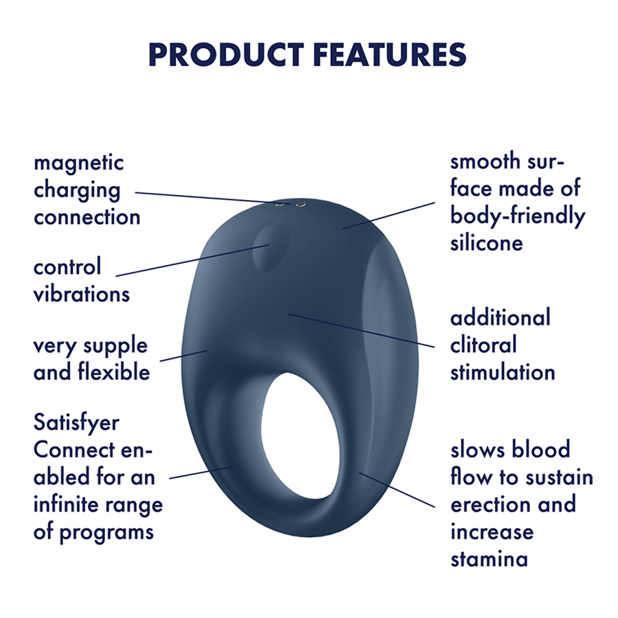 Satisfyer Strong One App Controlled Silicone Vibrating Cock Ring、mySite、bottomscart