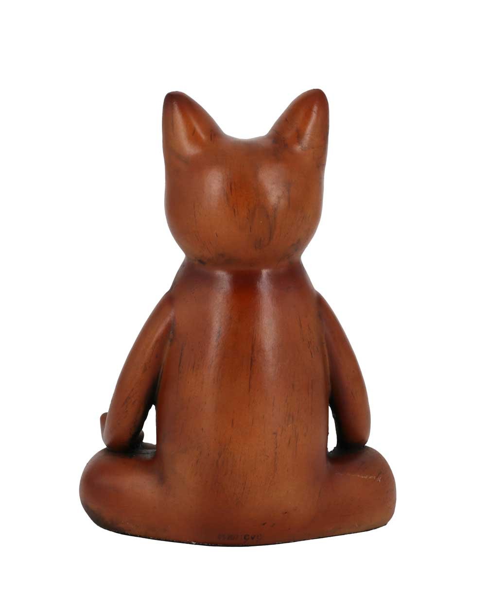 Meditating Cat Statue, Mahogany Finish、mySite、topwebapps