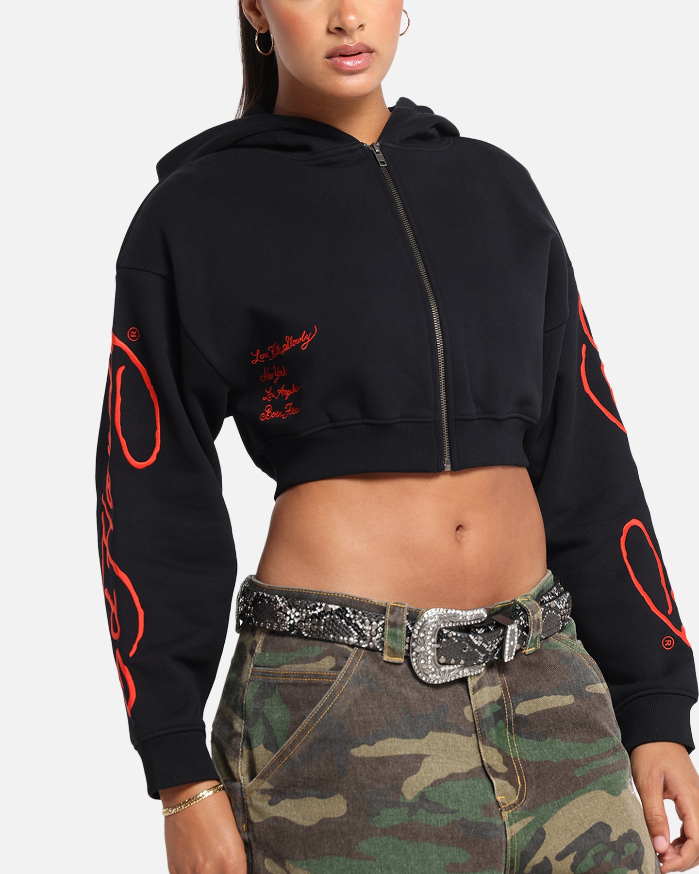 Ed Hardy Women's Love Kills Slowly Hoodie Black、mySite、zt4zffjzw