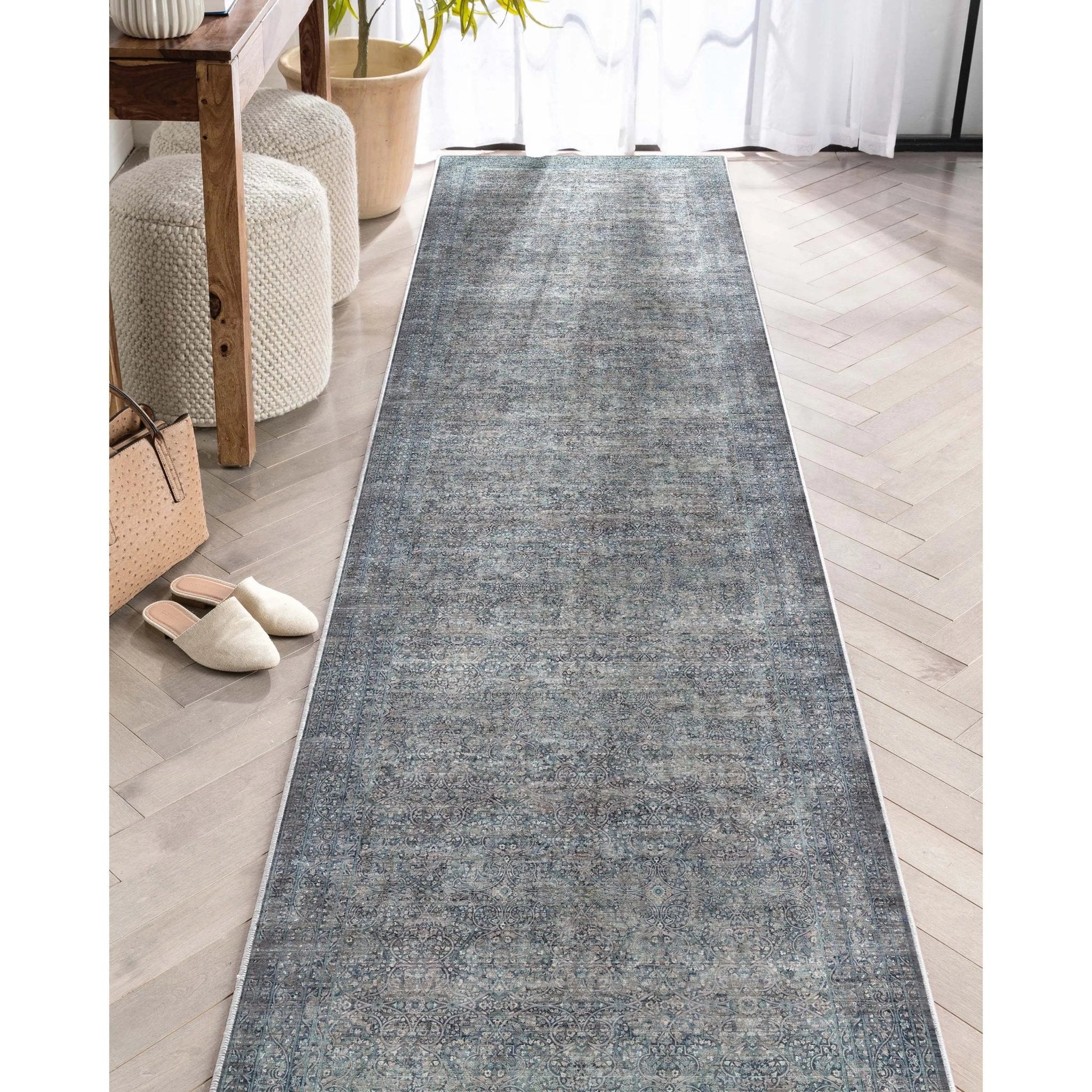 Juliette Vintage Persian Oriental Blue Flat-Weave Rug、mySite、gigharbornorthrealestate