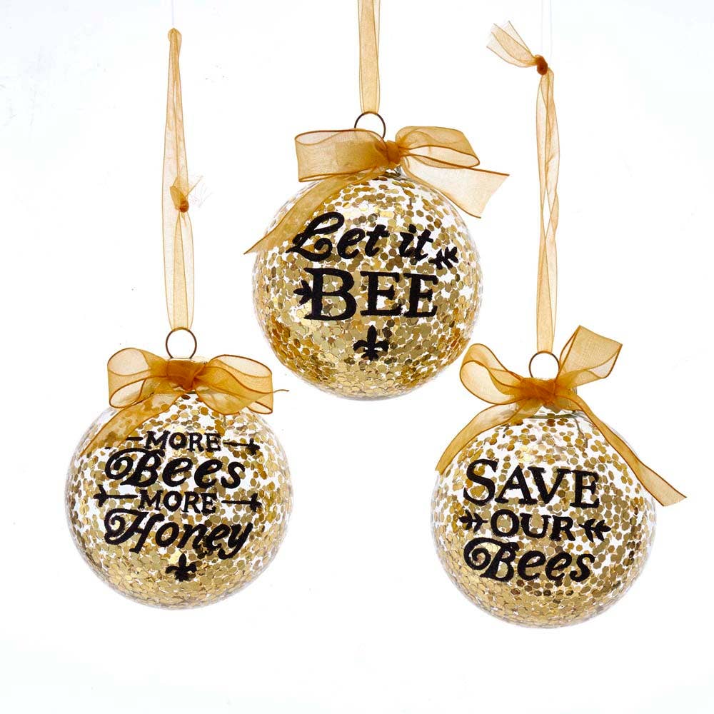 Sparkling Gold Bee Ornaments: GLASS GOLD BALL、mySite、g9winljtr
