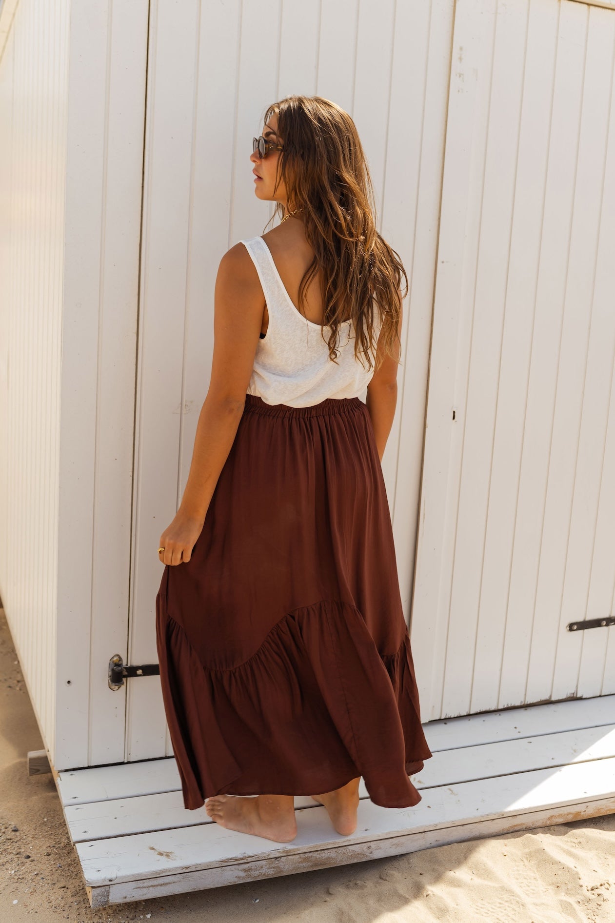 White pleated skirt