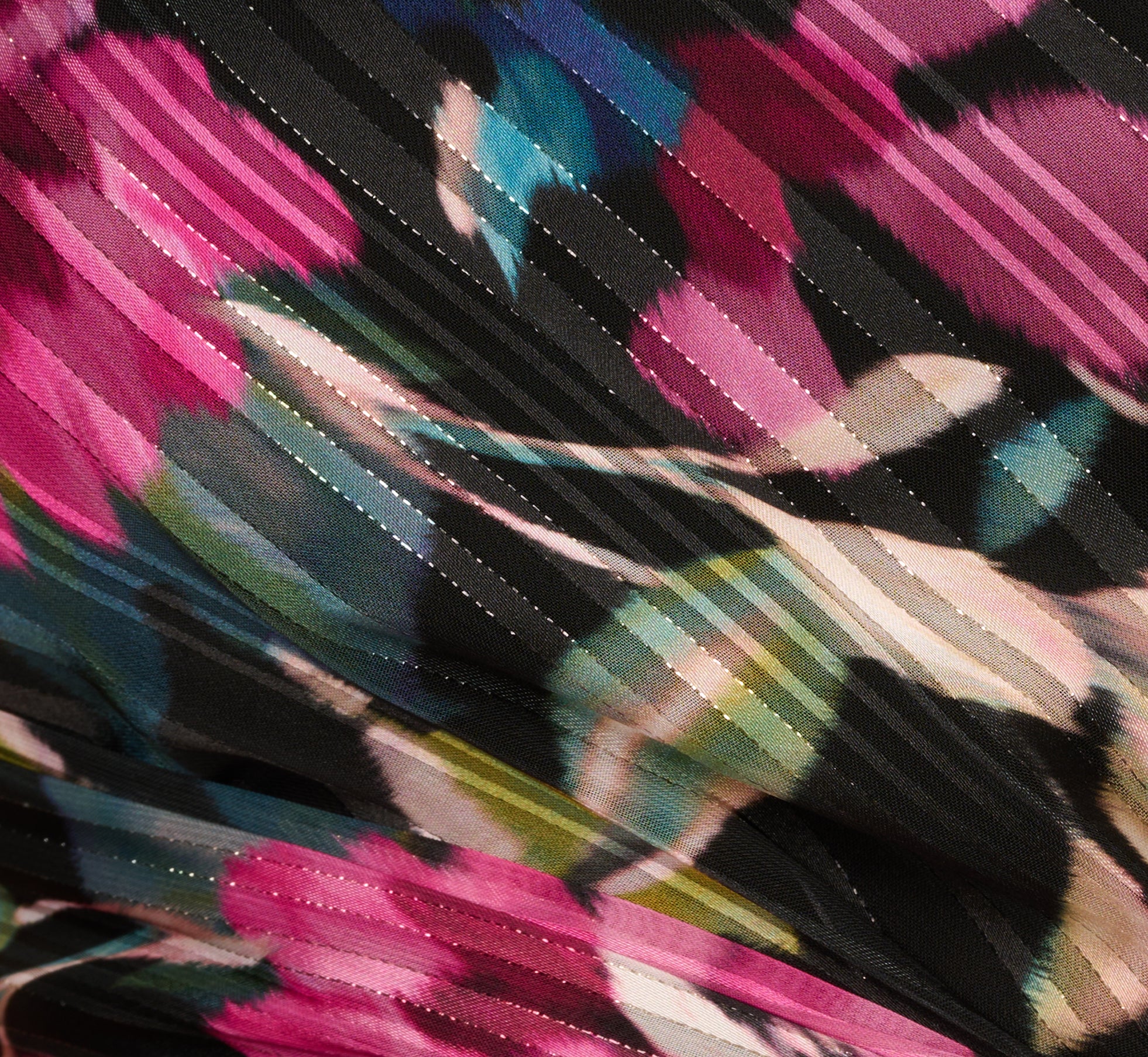 One Shoulder Metallic Floral Stripe Gown In Black Multi、mySite、solidvoid