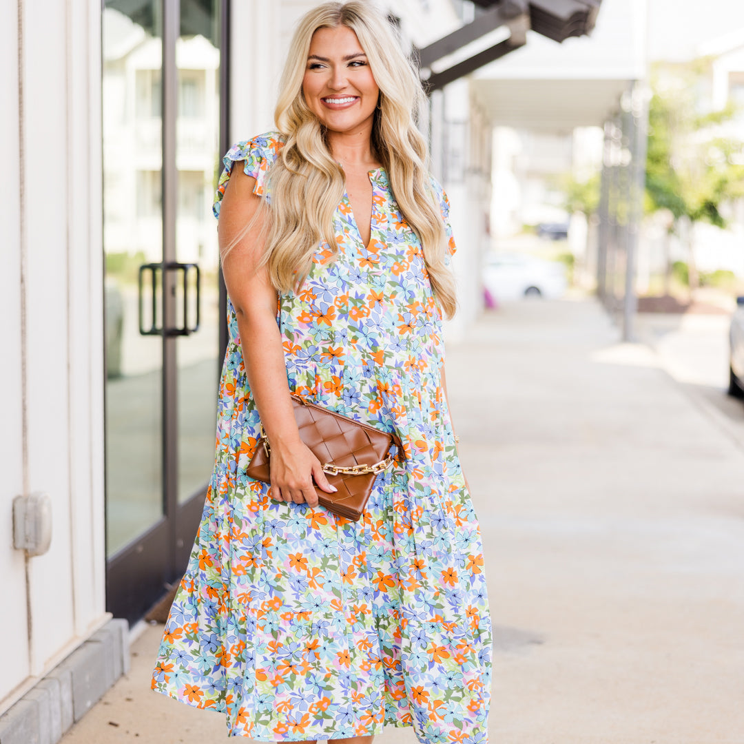  Tropical Oasis Midi Dress, Blue、mySite、justintrudeaud