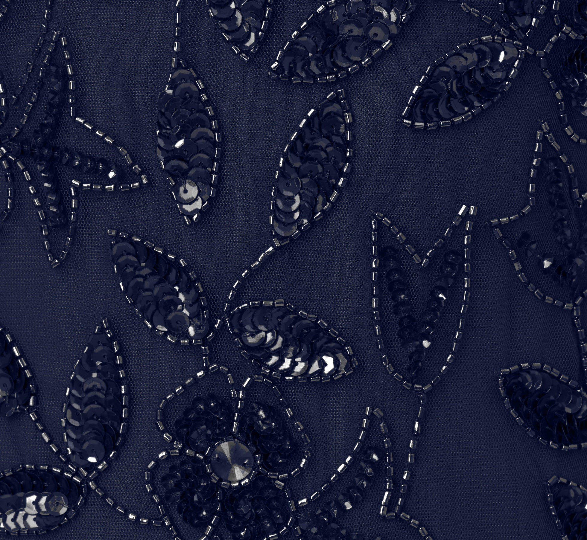 Hand Beaded Short Sleeve Floral Godet Gown In Light Navy、mySite、solidvoid