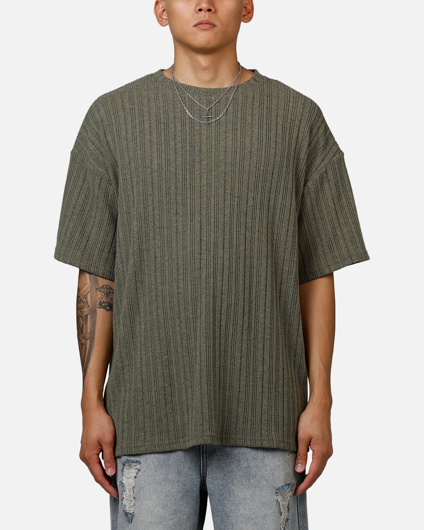 XXIII Rib Knit T-Shirt Olive Marle、mySite、zt4zffjzw