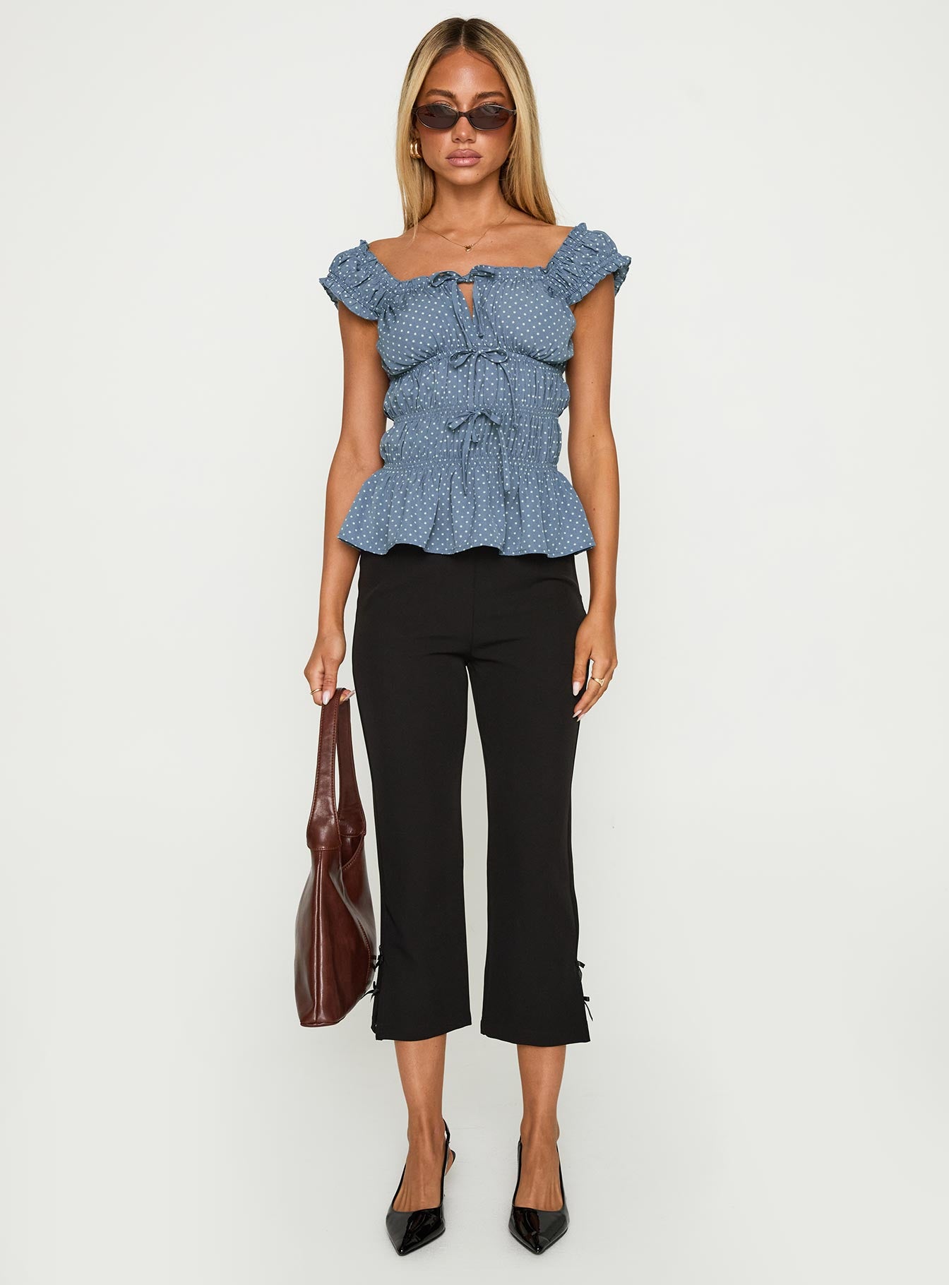 Scouts Honour Shirred Top Blue / White、mySite、solidvoid