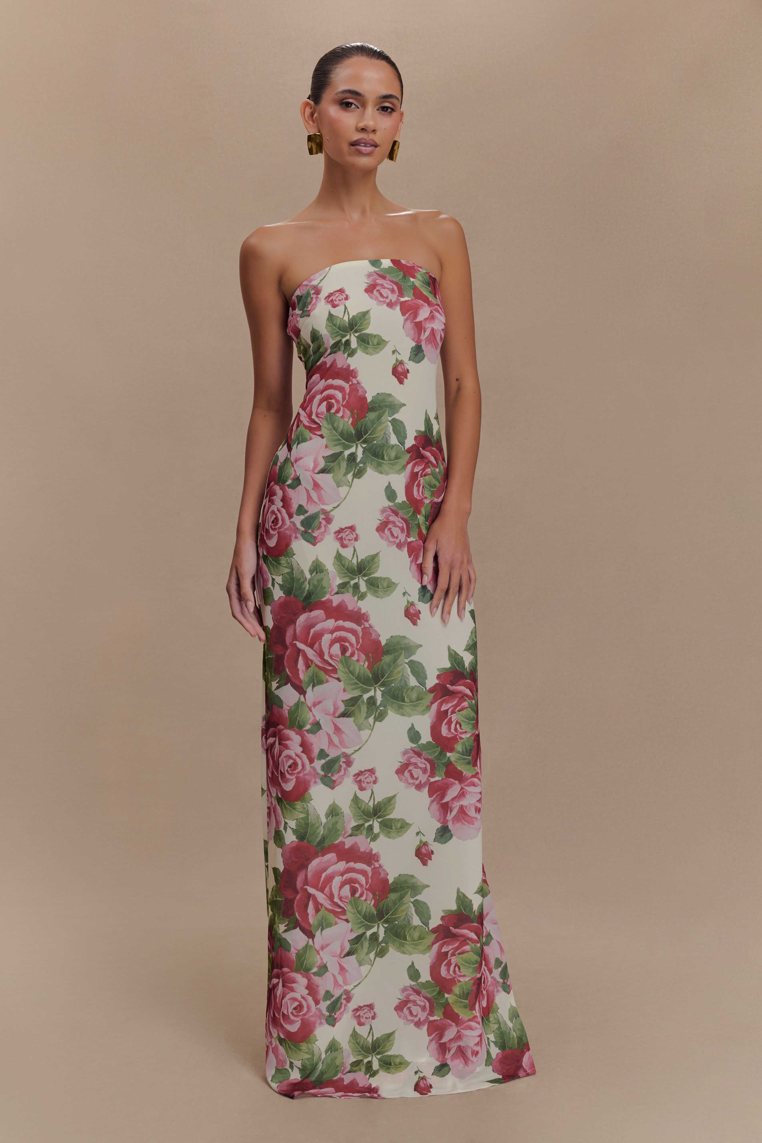 Ella Strapless Chiffon Maxi Dress - Sonia Rose Print、mySite、solidvoid