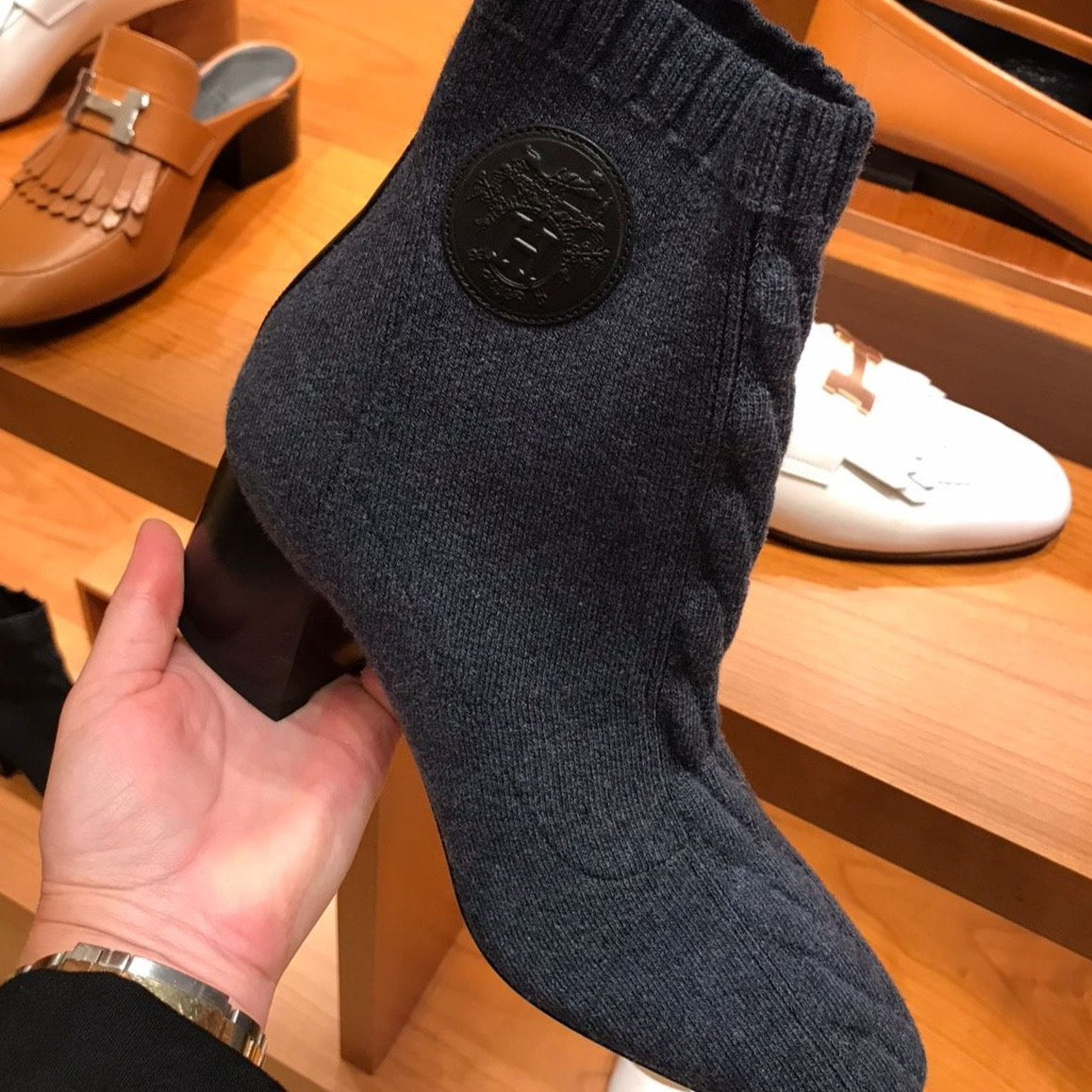 Hermes Volver ankle boots in navy、mySite、garminoutage.com