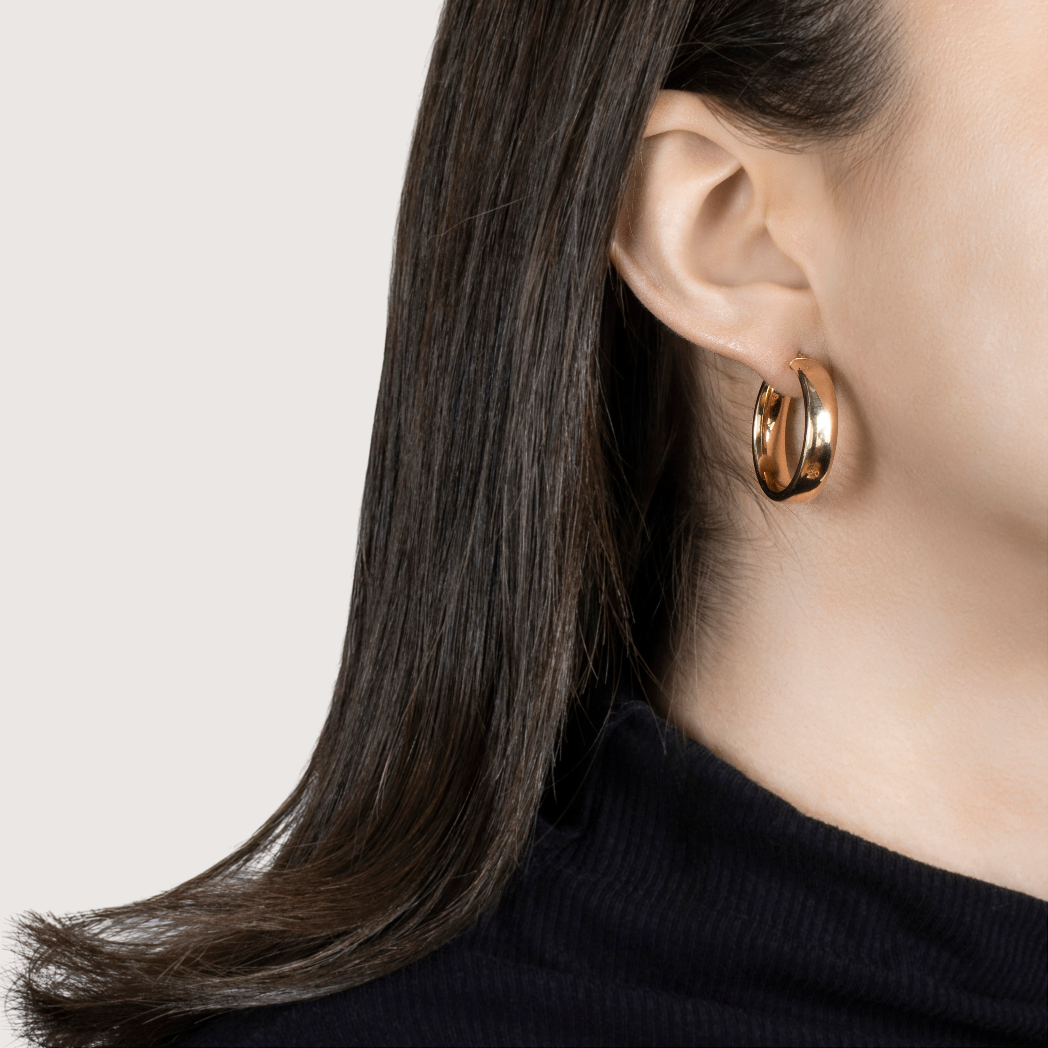 Vintage 14k Yellow Gold Medium Simple Lightweight Hoop Earrings、mySite、hinf8tx79