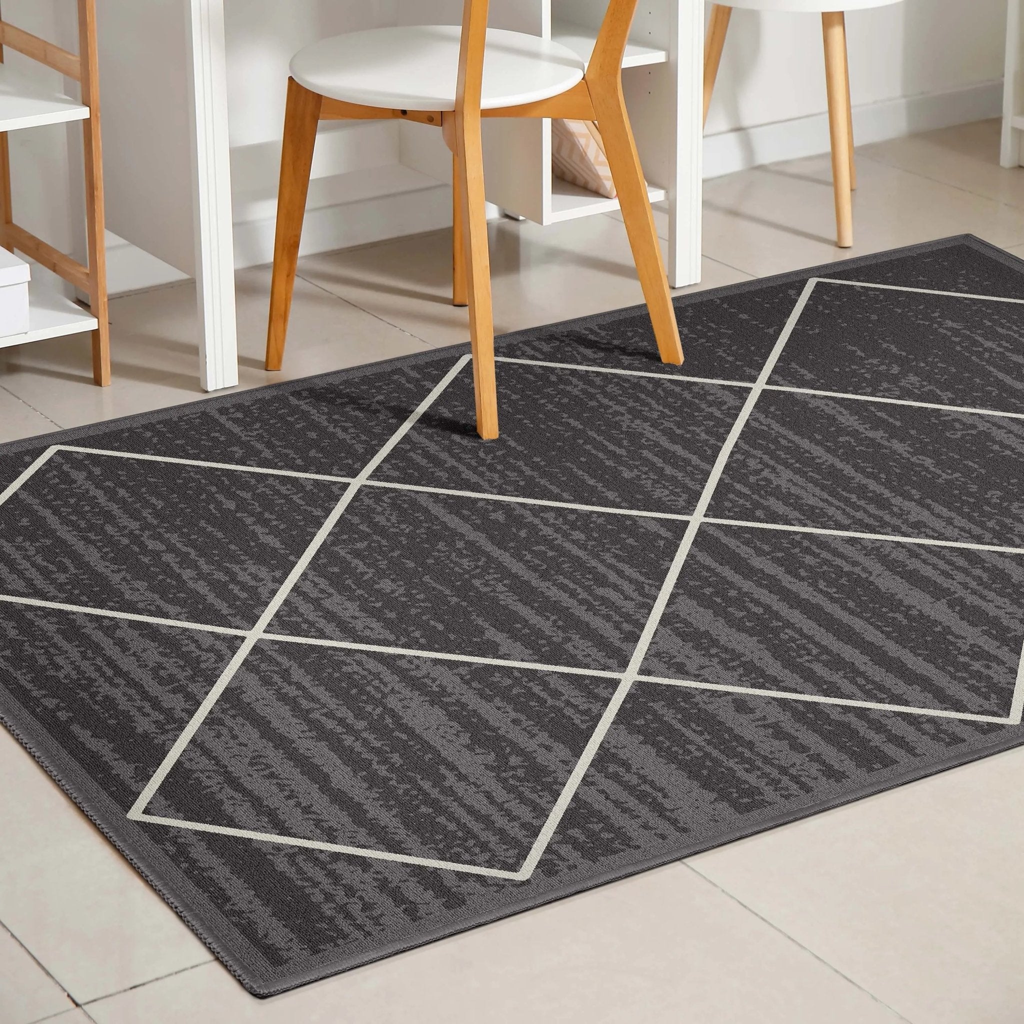 Clover Grey Modern Trellis Flat-Weave Cotton Backing Rug、mySite、gigharbornorthrealestate