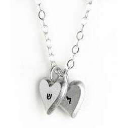 Emily Rosenfeld Tiny Hearts Charm Necklace with Hebrew Initial、mySite、topwebapps