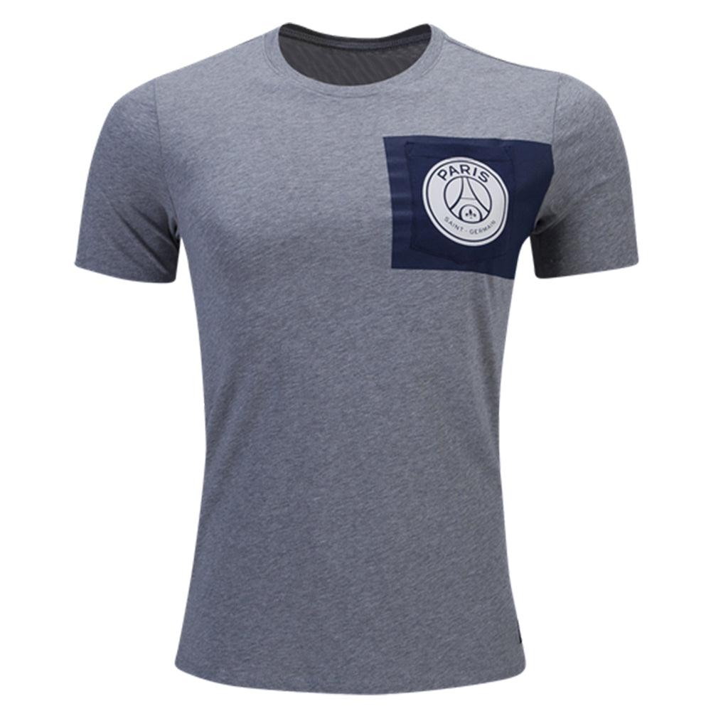 Nike Men's Paris Saint Germain Crest Tee Heather Grey/Navy、mySite、noshort