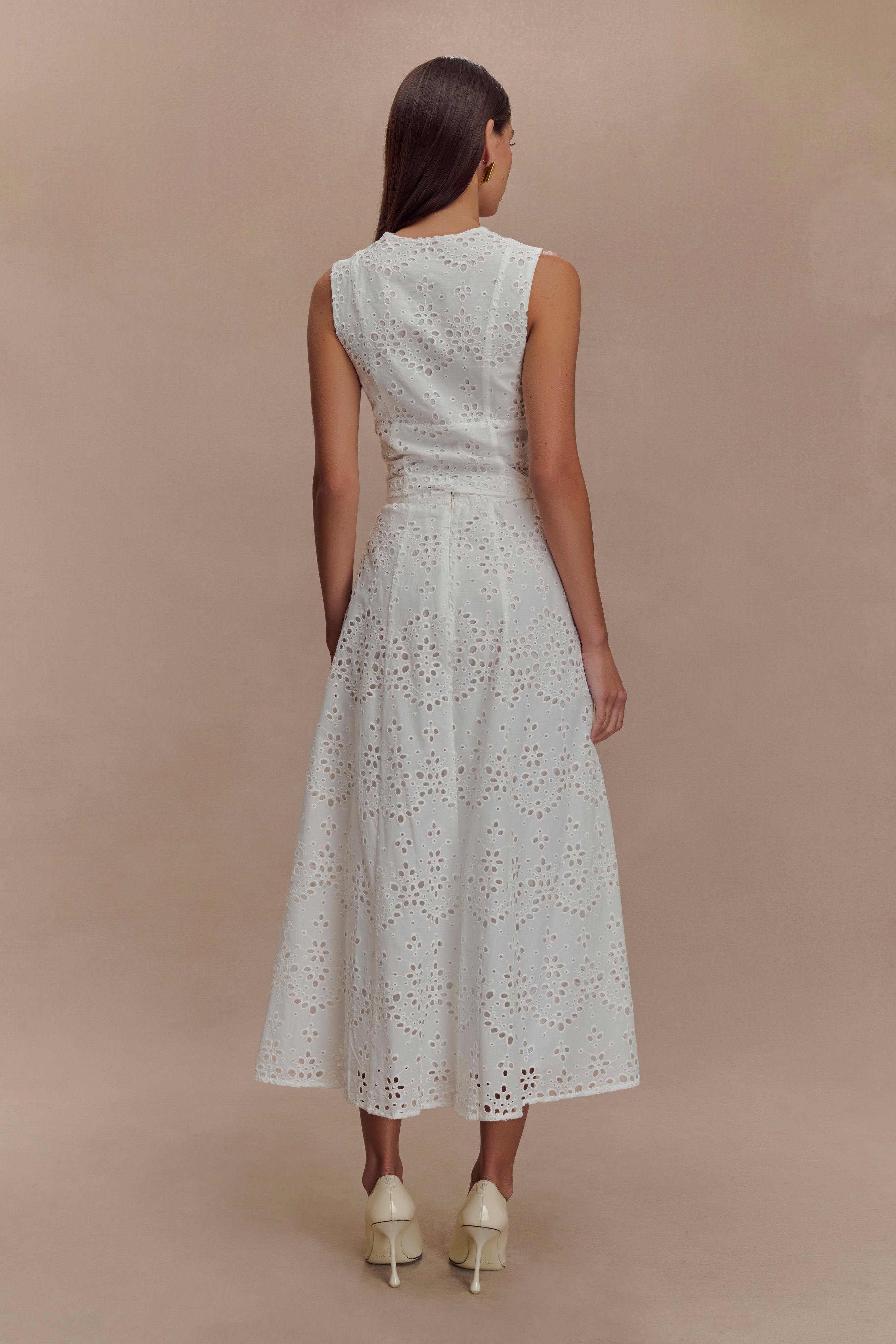 Arla Sleeveless Broderie Top - White、mySite、solidvoid