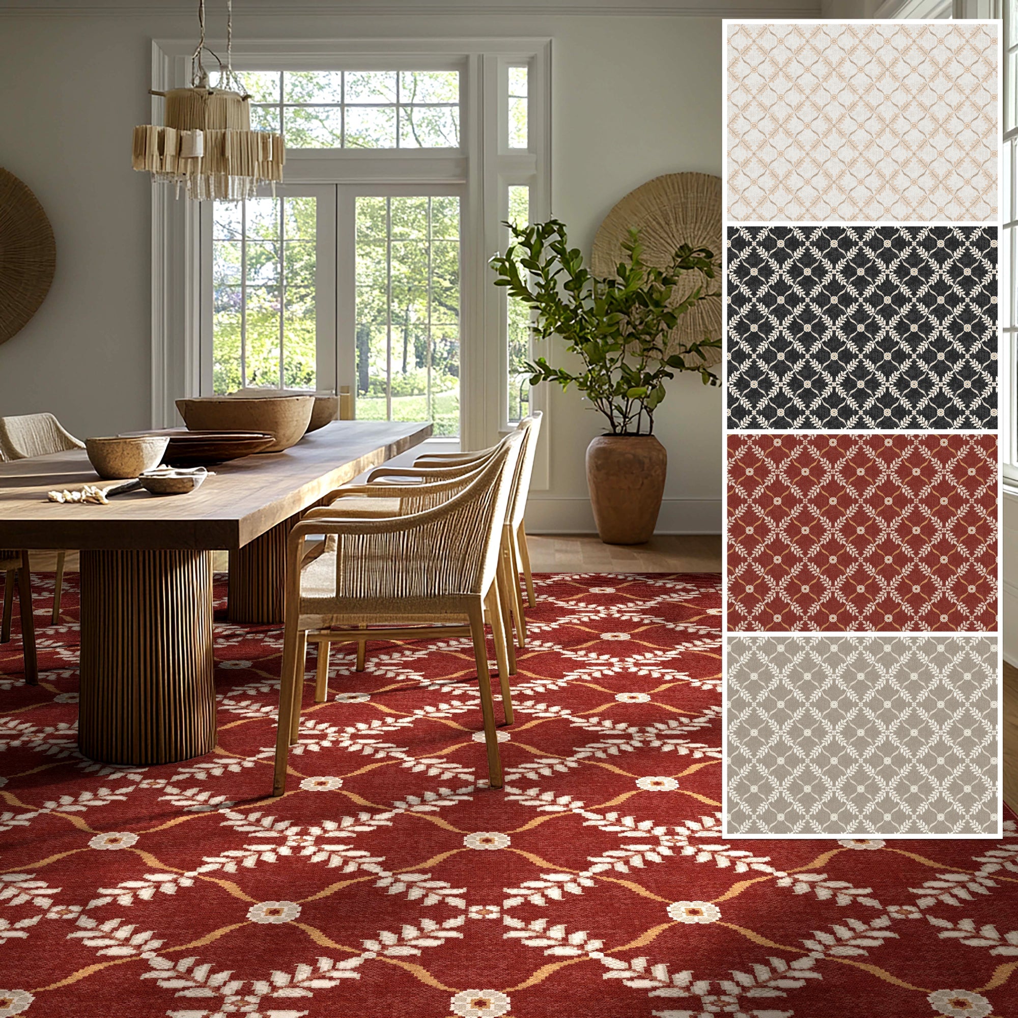 Aldwyn Custom Rug - Traditional Lattice Pattern, Easy Clean, Low Pile, Personalized Sizes、mySite、gigharbornorthrealestate