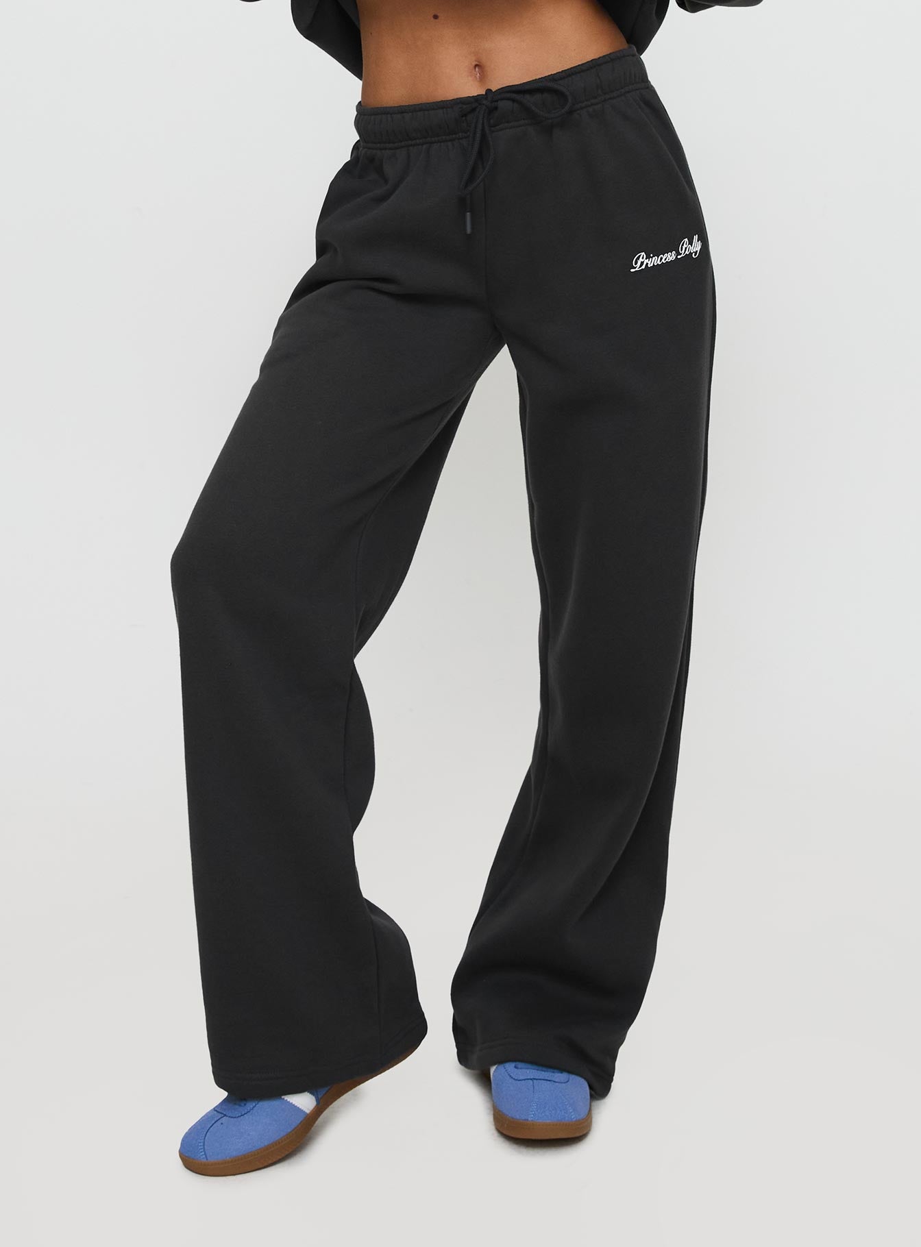 Princess Polly Wide Leg Track Pant Bubble Script Charcoal、mySite、solidvoid