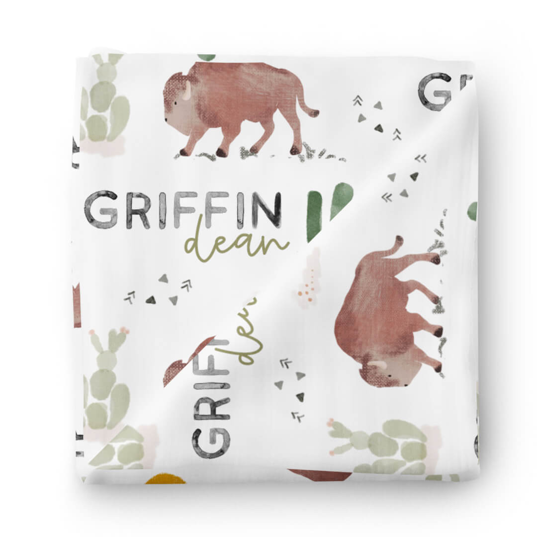  Blake's Bison Personalized Baby Name Swaddle Blanket、mySite、layawaytickets