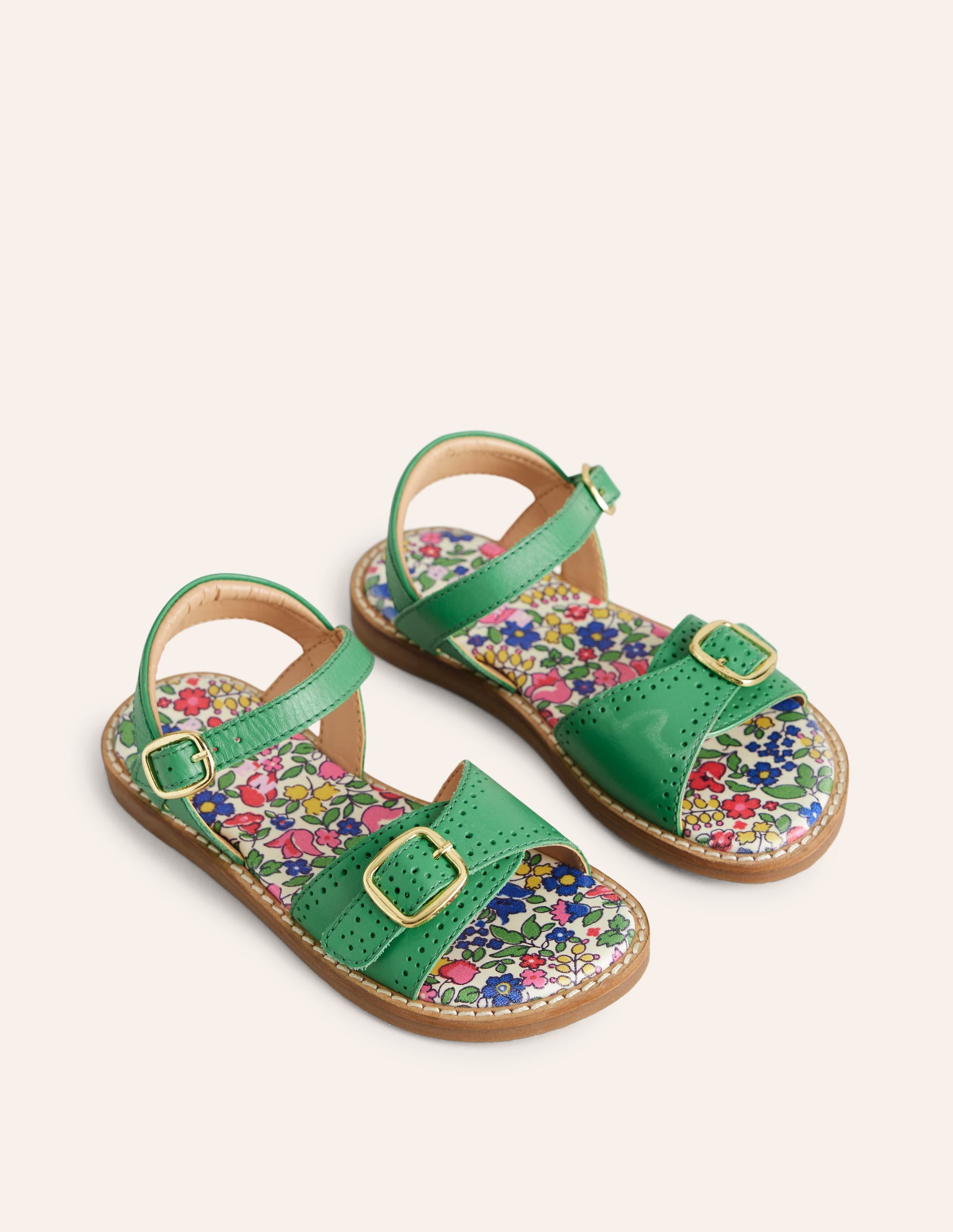  Leather Buckle Sandals-Green、mySite、ashleygrahame