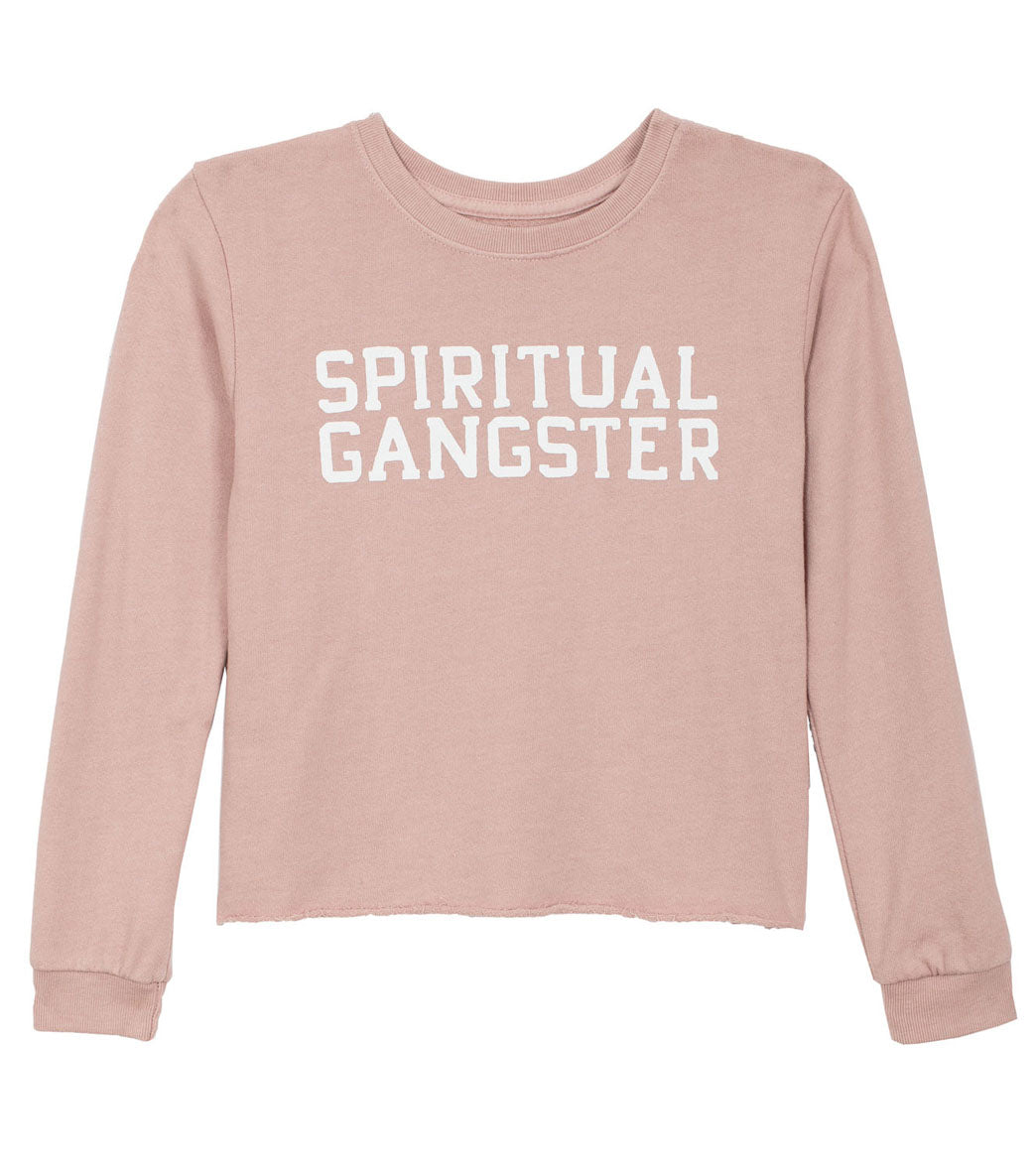 Spiritual Gangster Kids Girls SG Varsity Crop Yoga Sweatshirt、mySite、noshort