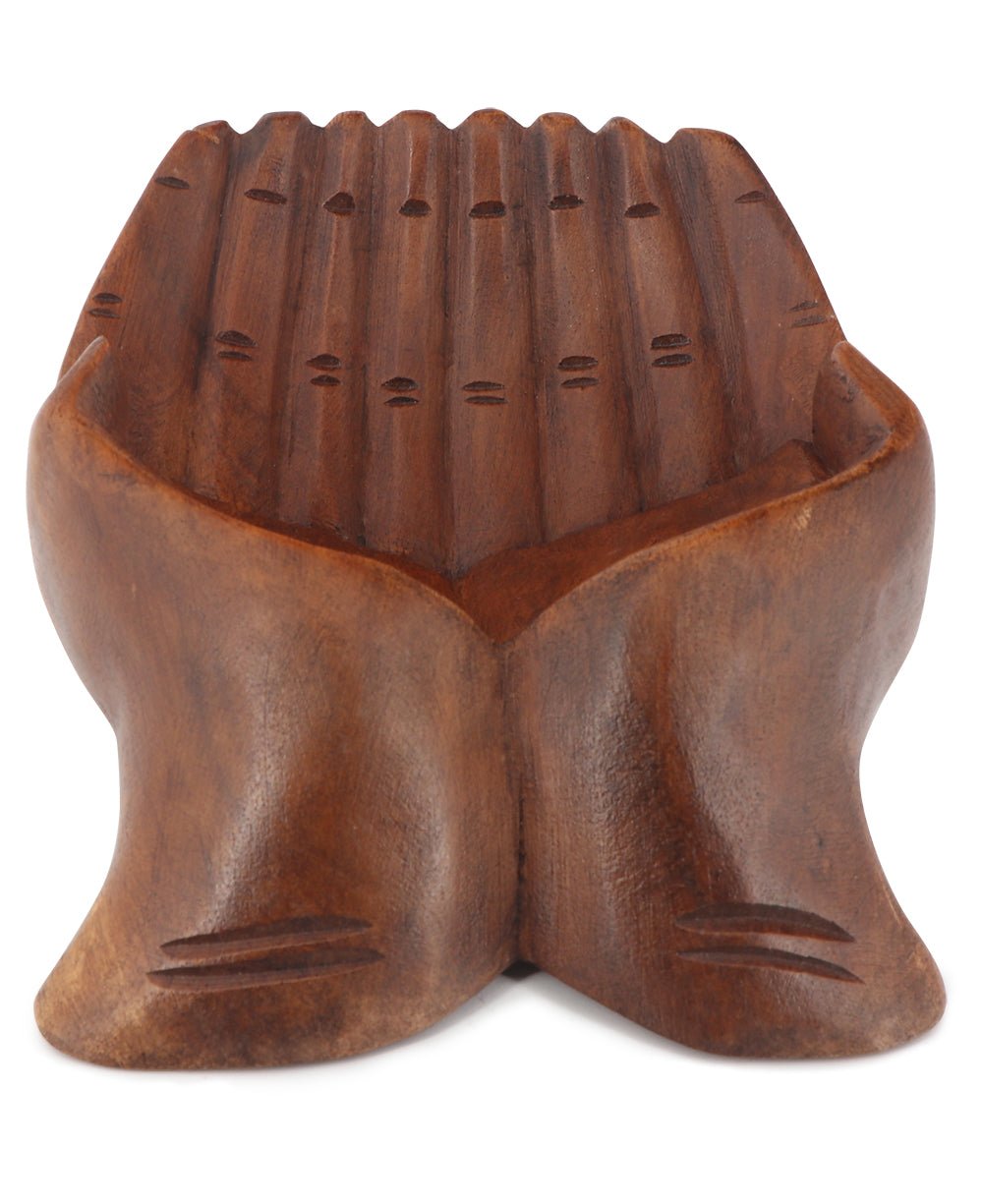 Offering Hands Wooden Carving and Display Bowl, Bali、mySite、topwebapps