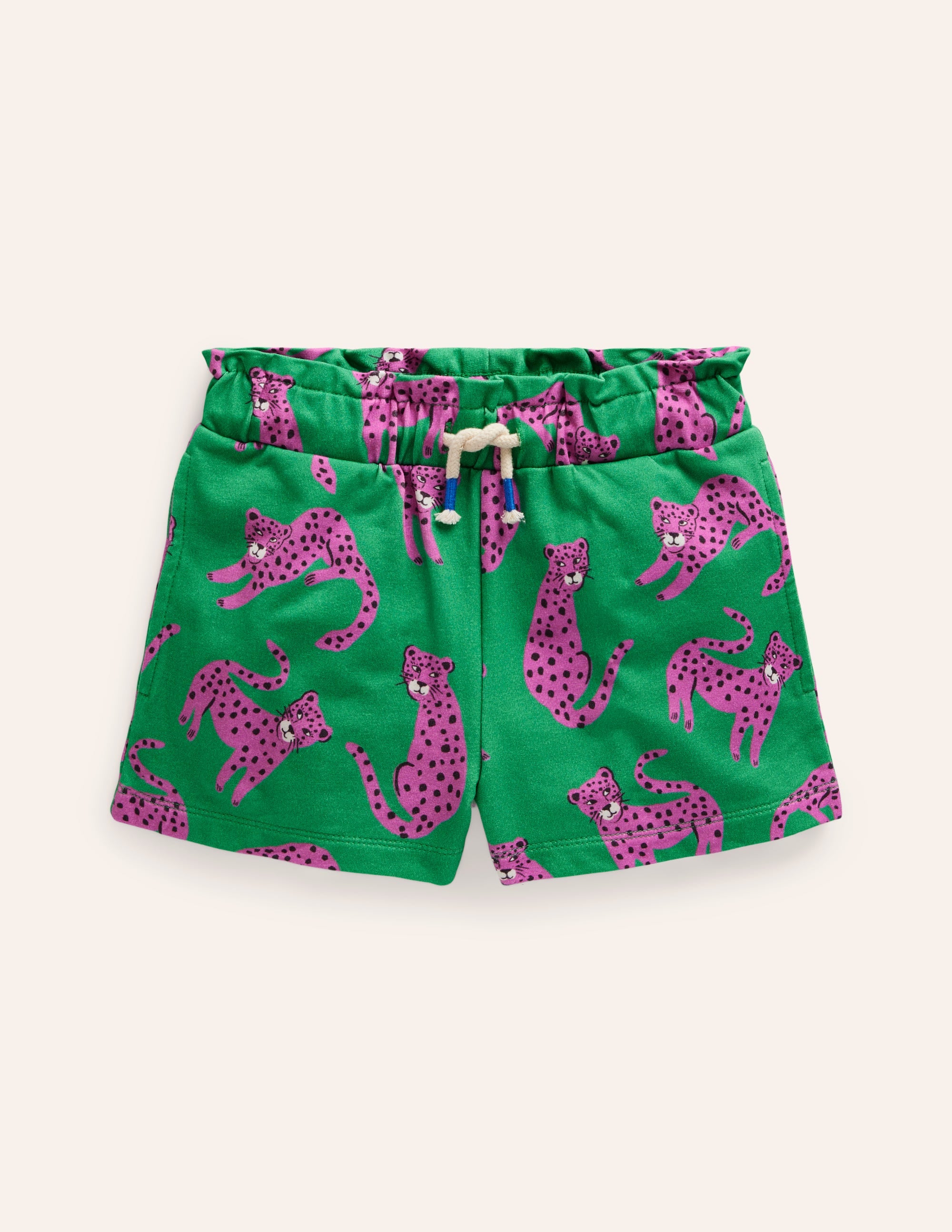  Ruffle Waist Sweat Shorts-Green Leopard、mySite、ashleygrahame