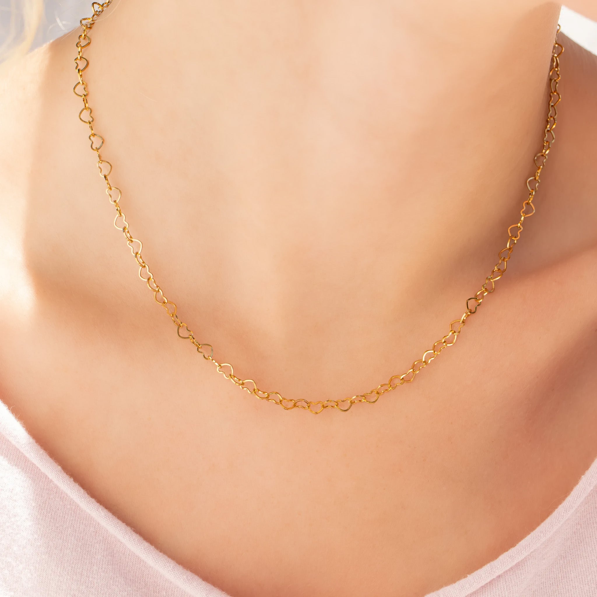 18K Gold PVD Stainless Steel Heart Chain Necklace / CHN0096、mySite、dreamappss