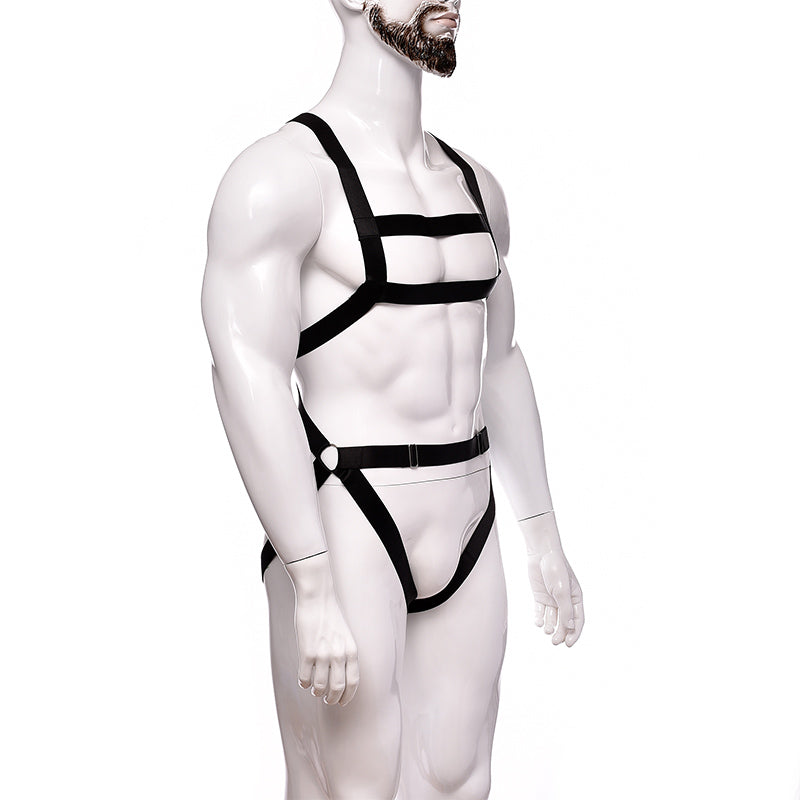 Rufskin 2 pcs Men's Fetish Body Harness | Black | Open Crotch | Adjustable、mySite、bottomscart