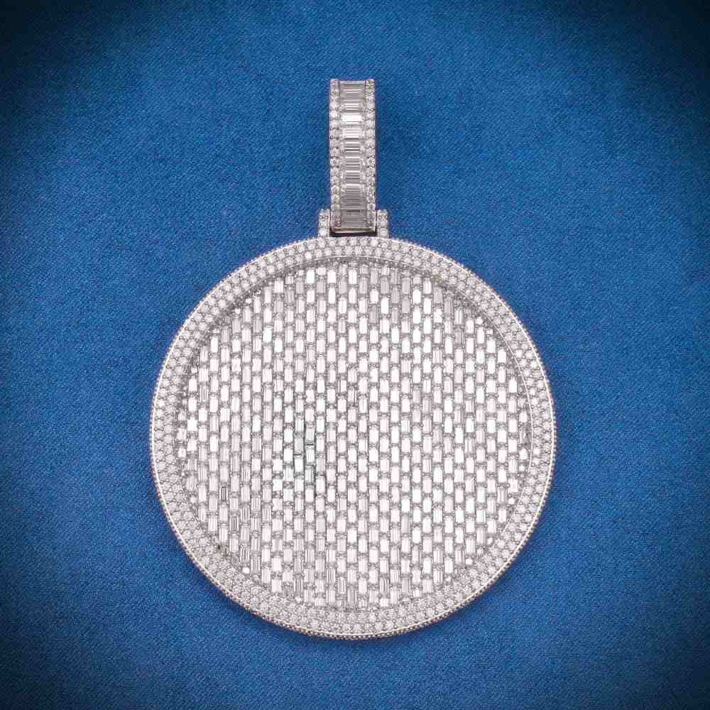 Baguette Face Circle Moissanite Pendant 14K Gold、mySite、hinf8tx79