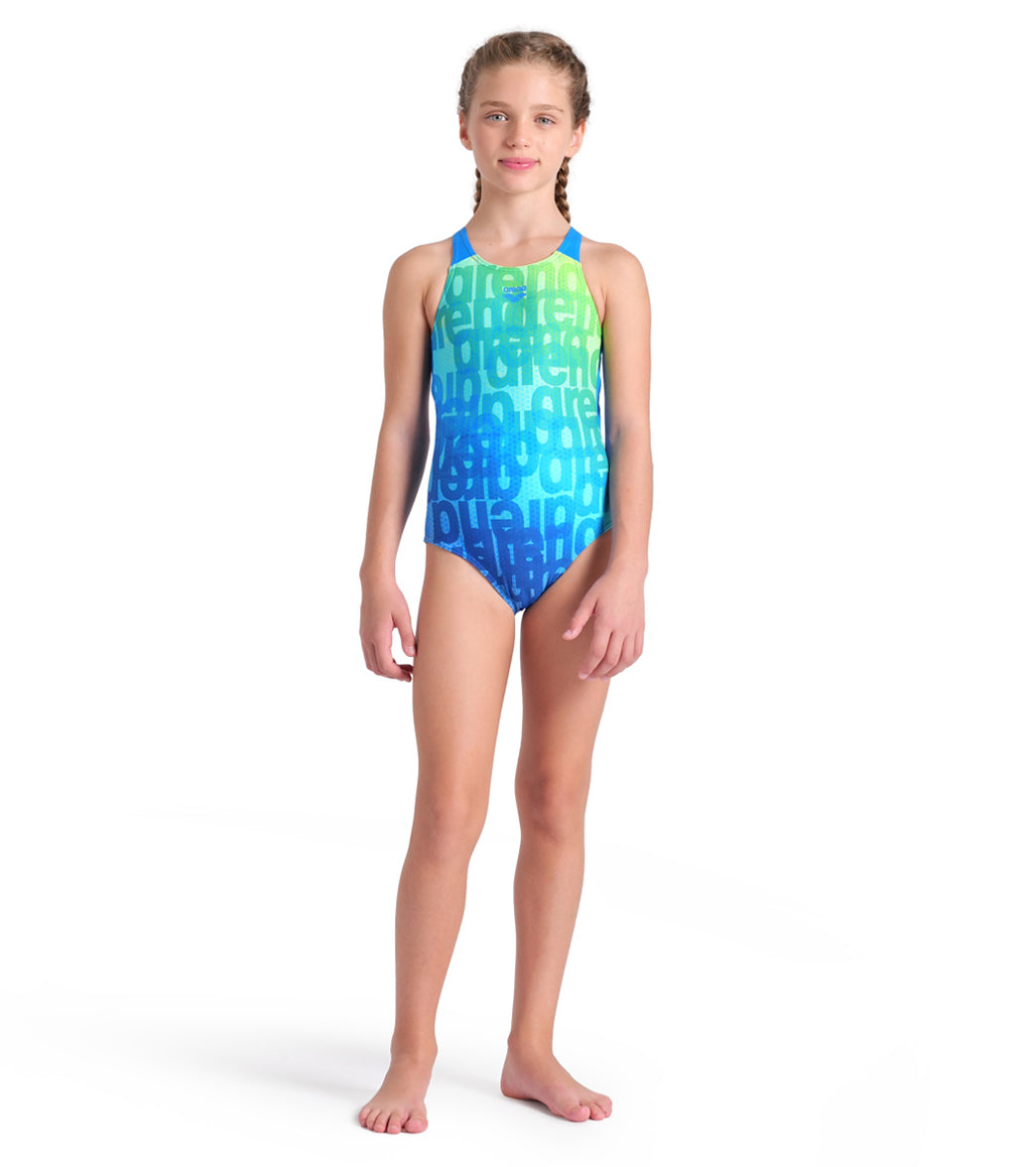 Arena Girls' Logo Multi Colors V Back One Piecce Swimsuit (Little Kid, Big Kid)、mySite、noshort