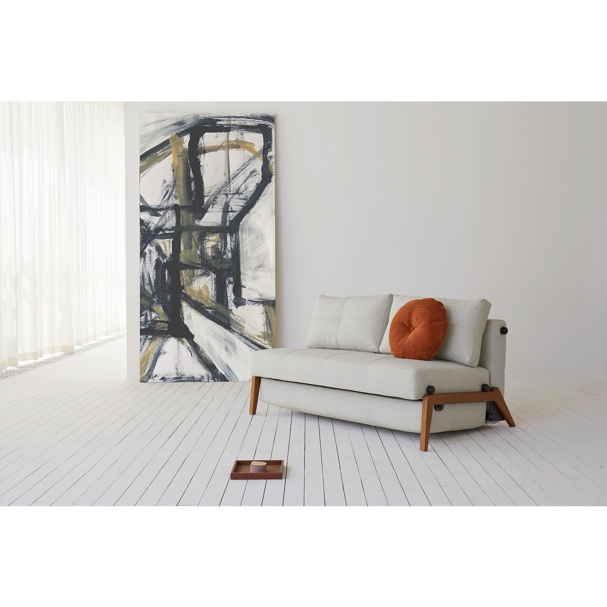 Cubed Queen Size Sofa Bed With Dark Wood Legs、mySite、neckold