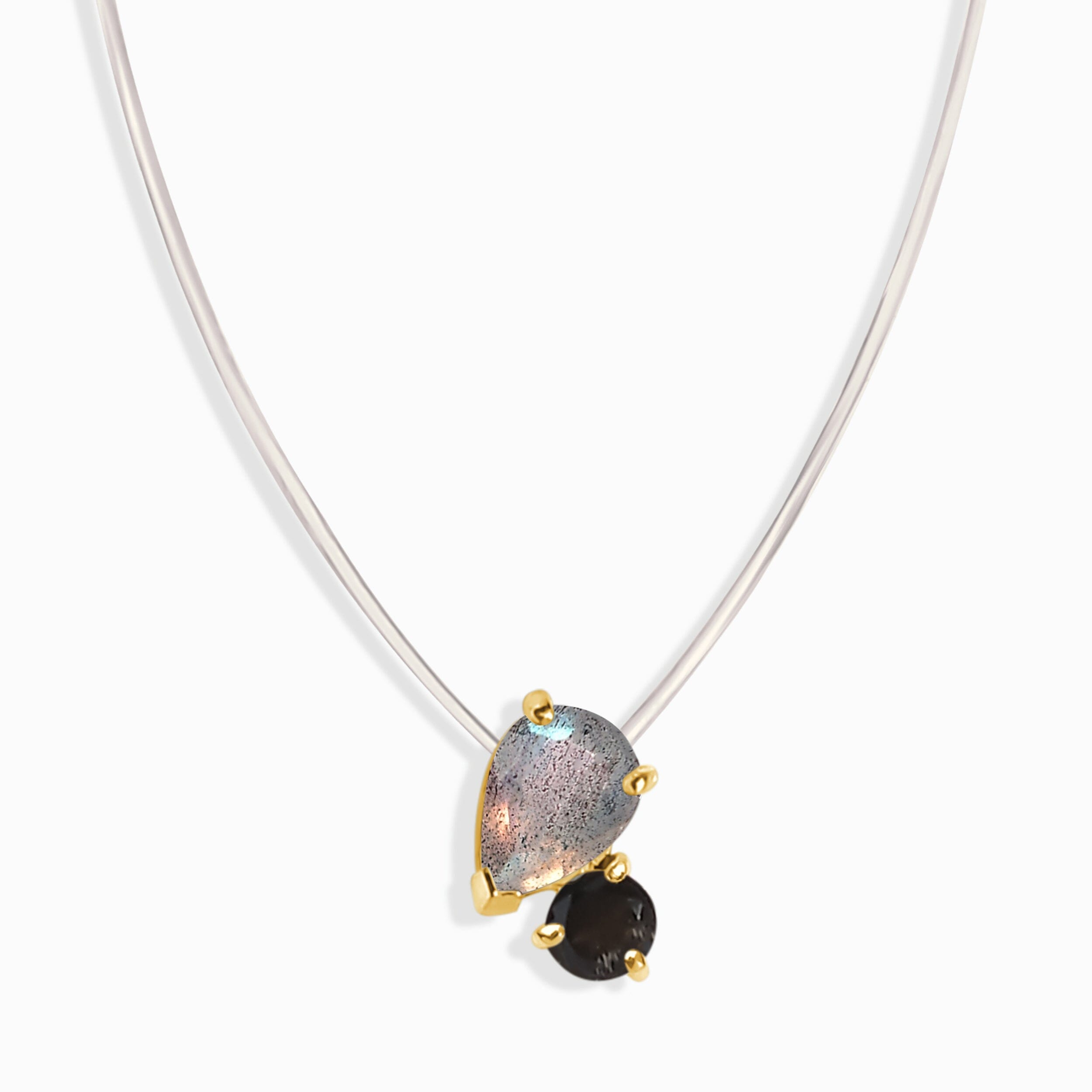 Floating Necklace - Toi Et Moi Labradorite & Black Obsidian、mySite、hinf8tx79