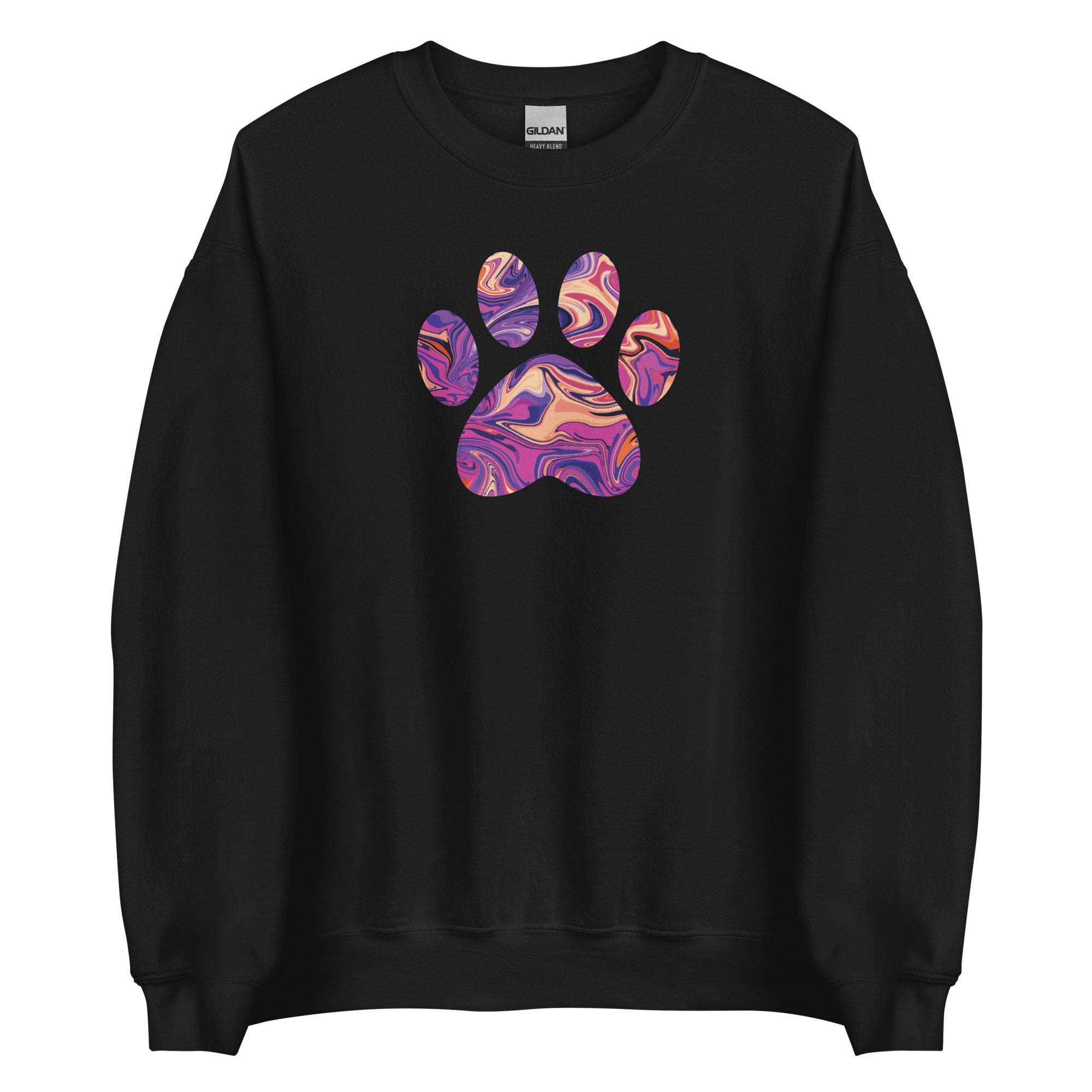 Purple Swirl Marbled Paw Crewneck Sweatshirt、mySite、camillekostekn