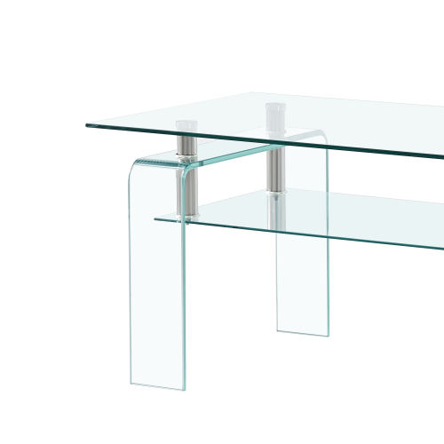 Tempered Black Glass Coffee Table, 2-Layers Tea Table、、casual