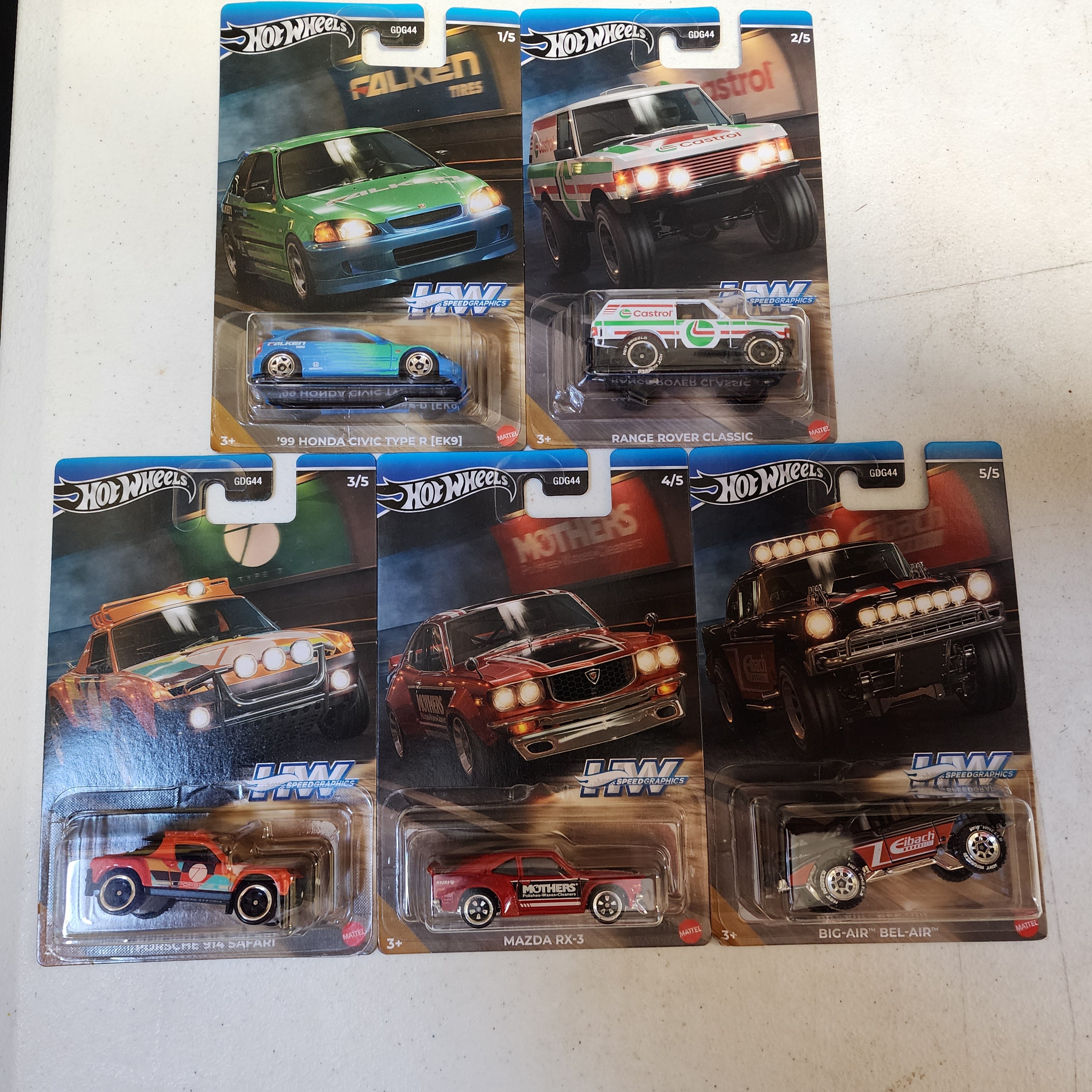Complete 5 Car Set * Hot Wheels Store Exclusive * Speed Graphics Case J、mySite、hgirdovlk