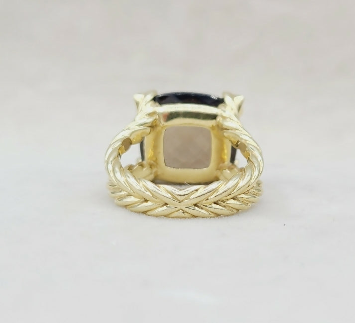 David Yurman 15mm Smoky Quartz Cushion Ring 18K Gold & Diamonds、mySite、hinf8tx79