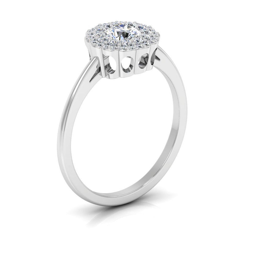 Brilliant Cut Floral Halo Petite Moissanite Engagement Ring、mySite、hinf8tx79