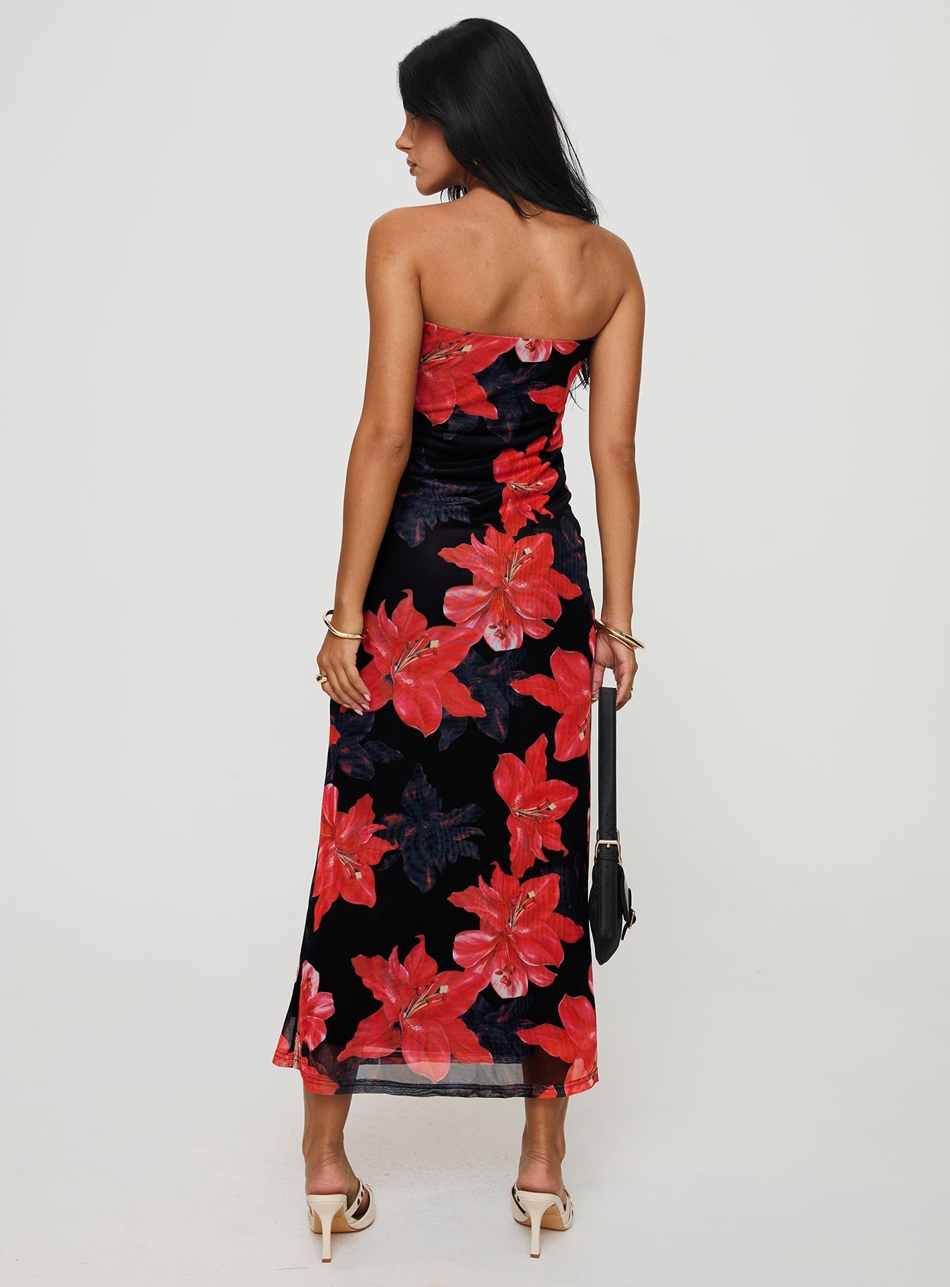 Celik Strapless Maxi Dress Black / Floral、mySite、solidvoid
