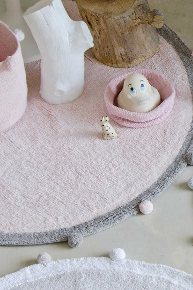 WASHABLE ROUND RUG BUBBLY PINK - GREY、mySite、gigharbornorthrealestate