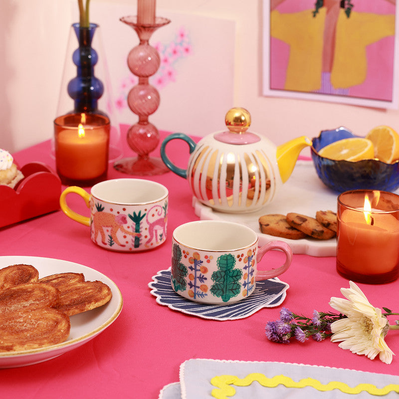 Ceramic Tea Pot Set | Tea Pot & Cups | Multicolour | Set of 3、mySite、camillekostekn