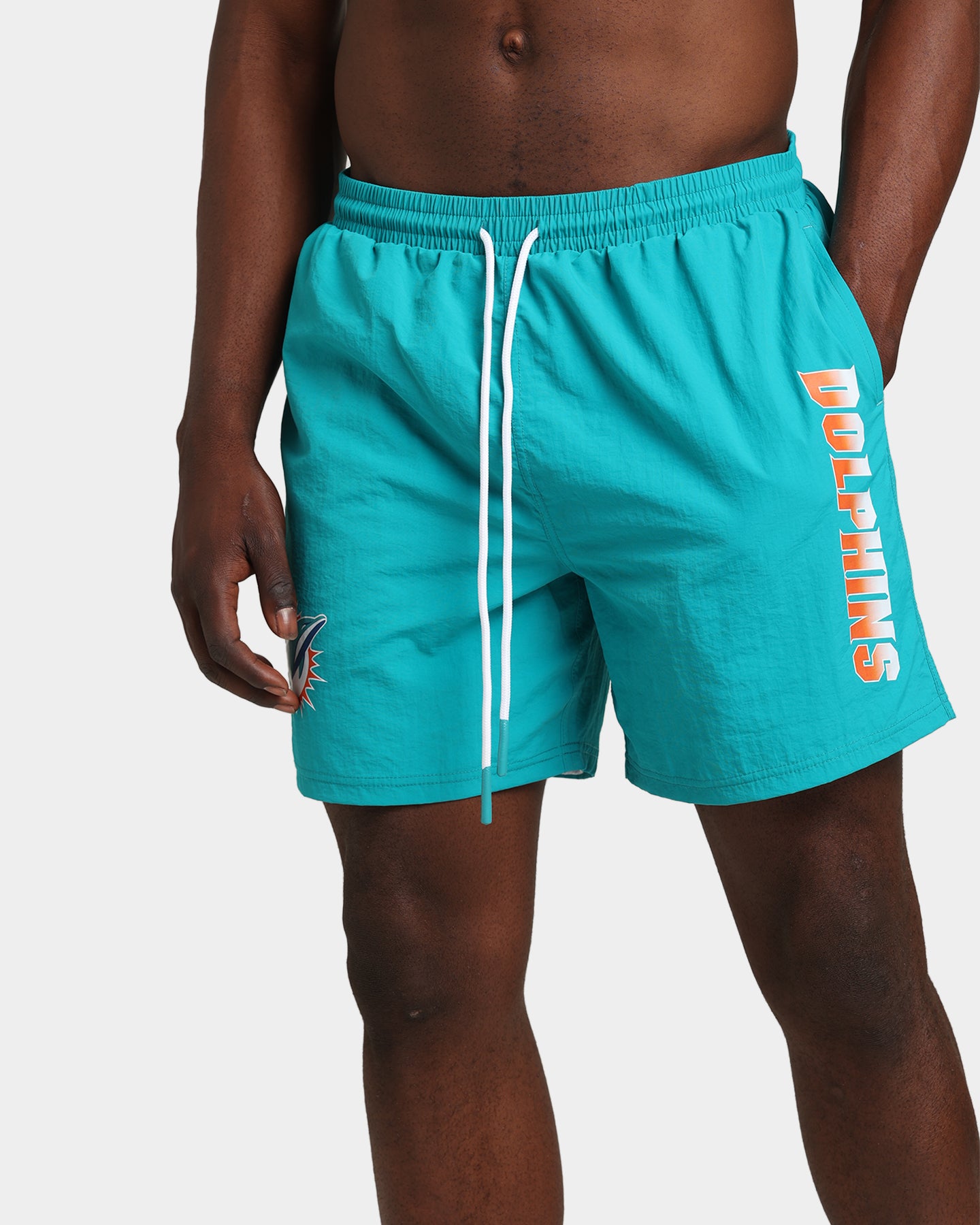 Majestic Athletic Miami Dolphins Chrome Font Beach Shorts Teal、mySite、zt4zffjzw