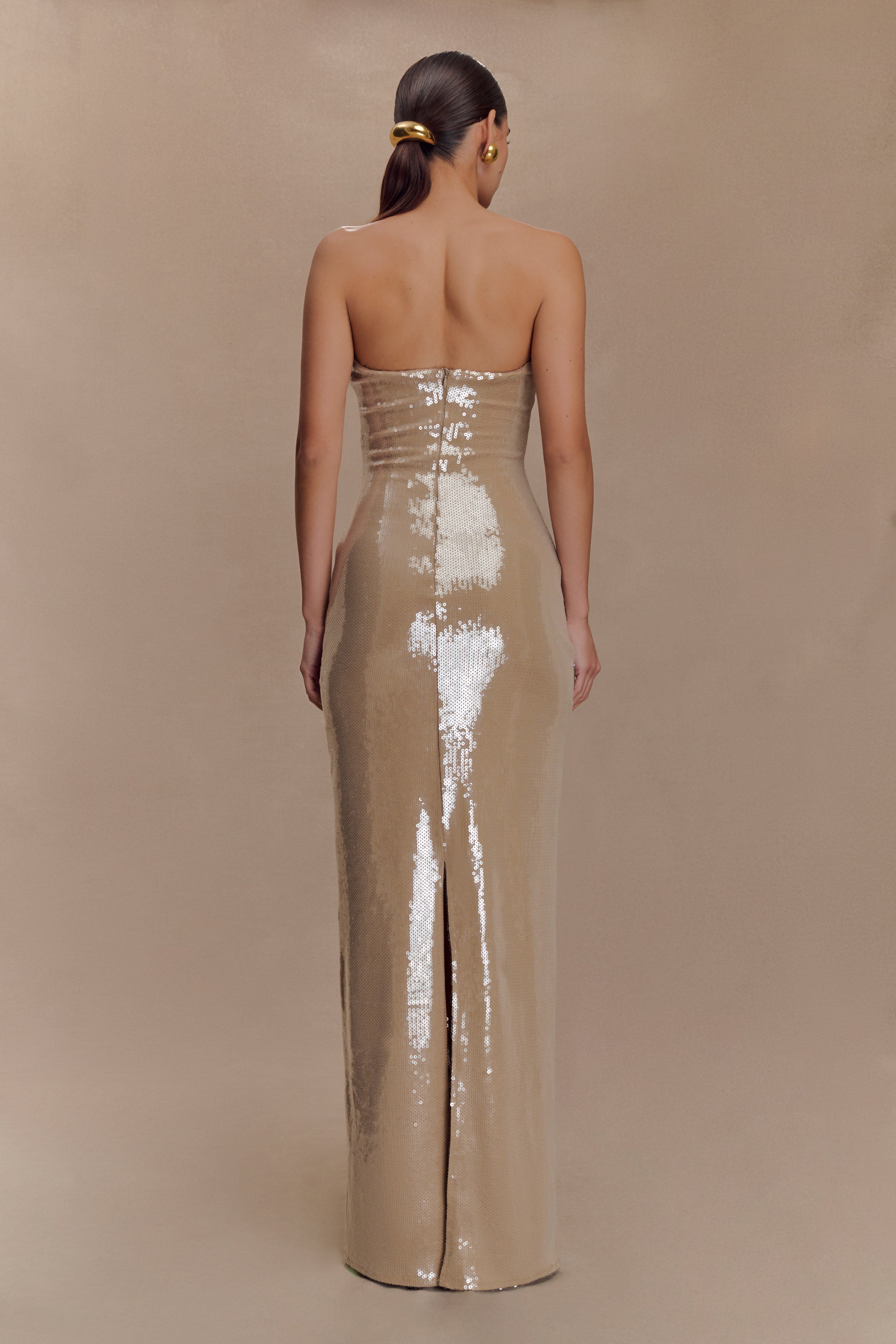 Winston Strapless Sequin Maxi Dress - Taupe、mySite、solidvoid