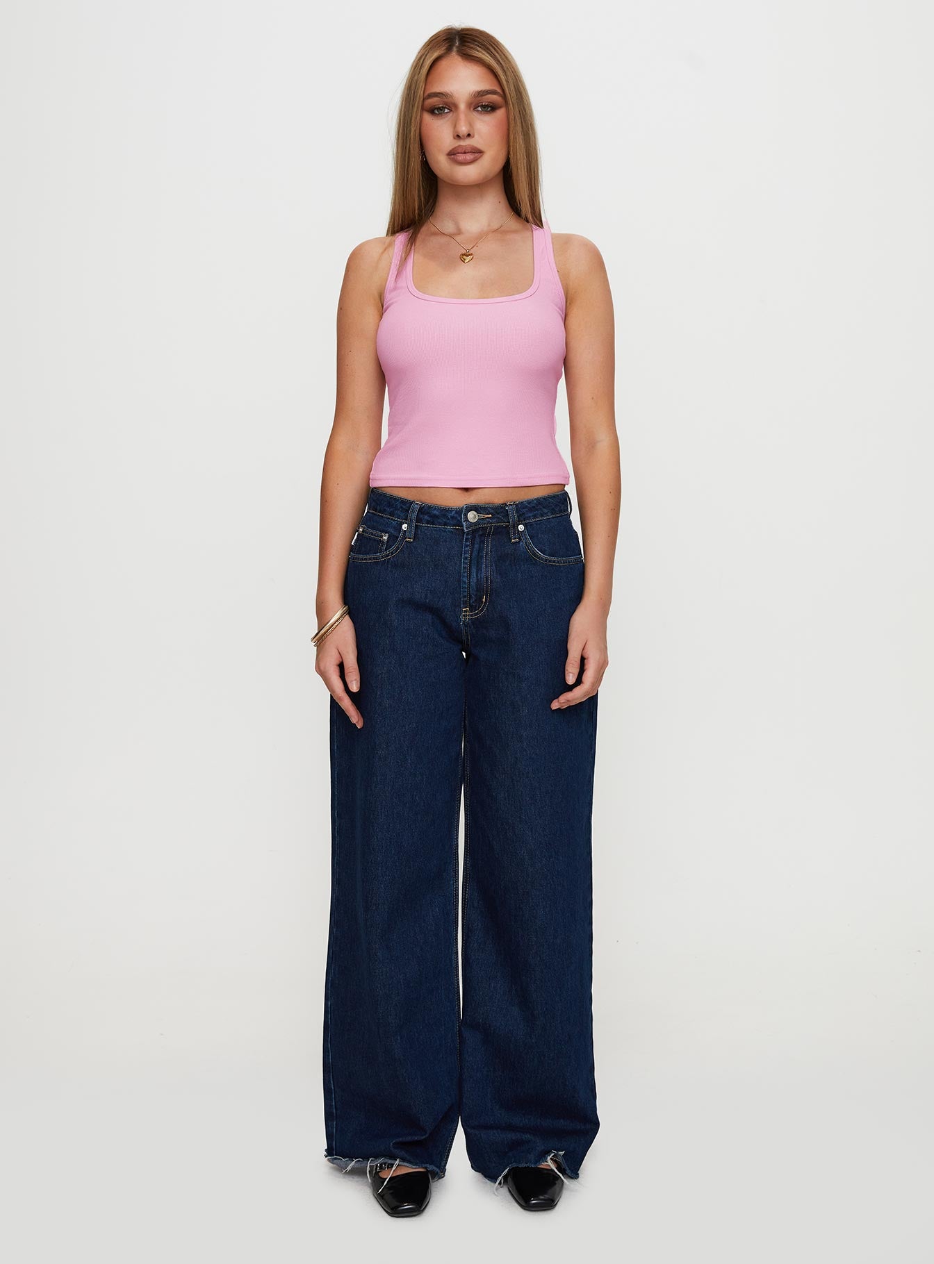 Baseline Square Neck Rib Tank Top Pale Pink、mySite、solidvoid