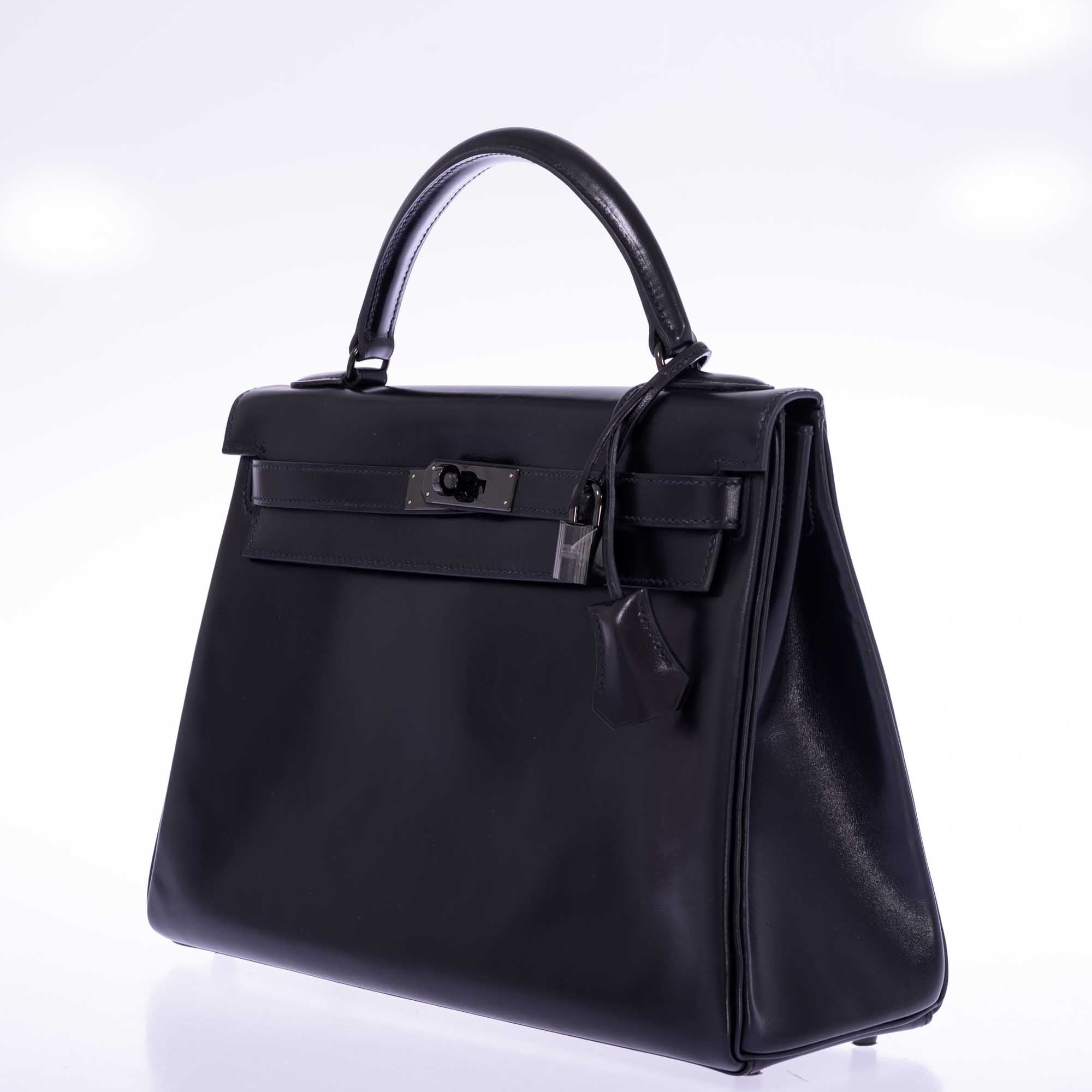 Hermès Kelly 32 Retourne So Black Box Leather Black PVD Hardware、mySite、garminoutage.com
