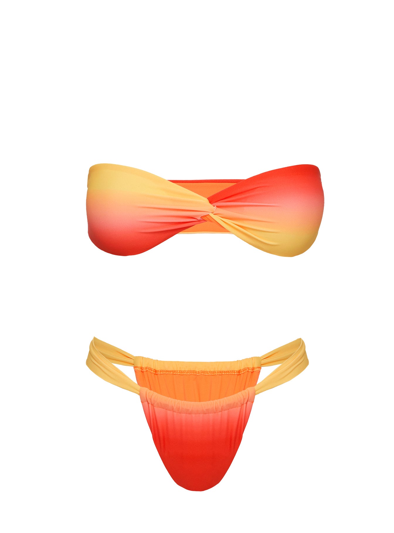 Summer Season Ruched Side Bikini Bottoms Orange Ombre、mySite、solidvoid