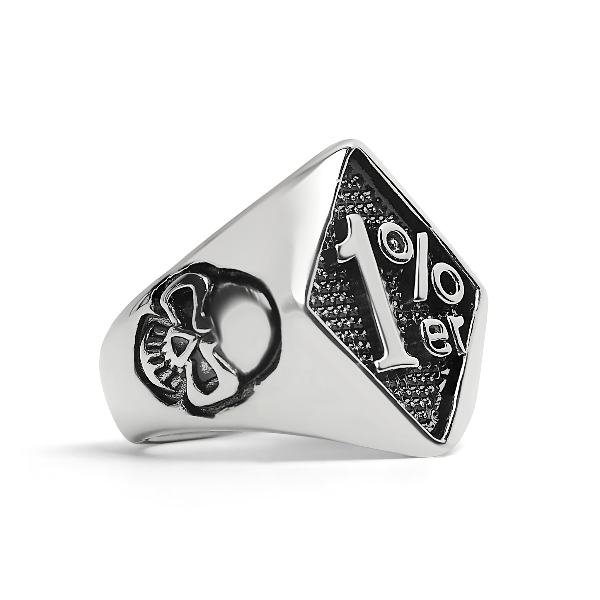 Stainless Steel 1%er With Skull Accents Signet Ring / SCR4113、mySite、dreamappss
