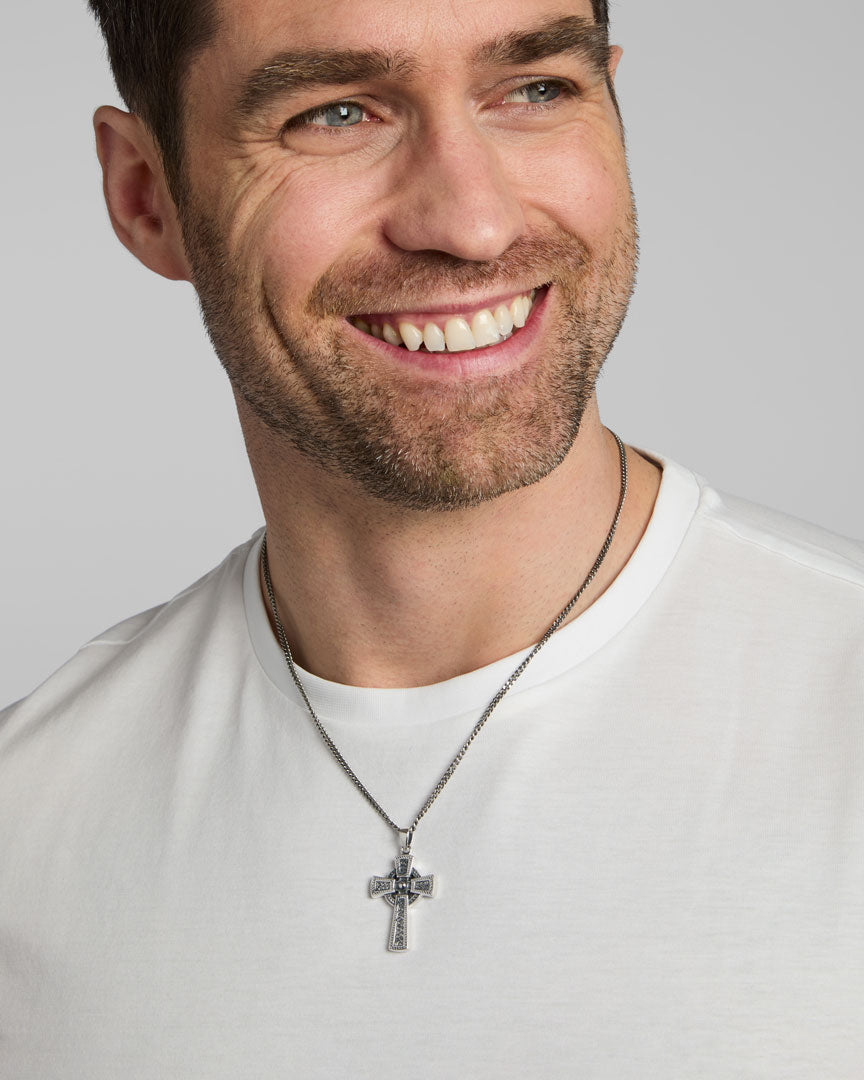 Mens Sterling Silver Oxidised Celtic Cross Pendant、mySite、botmansion