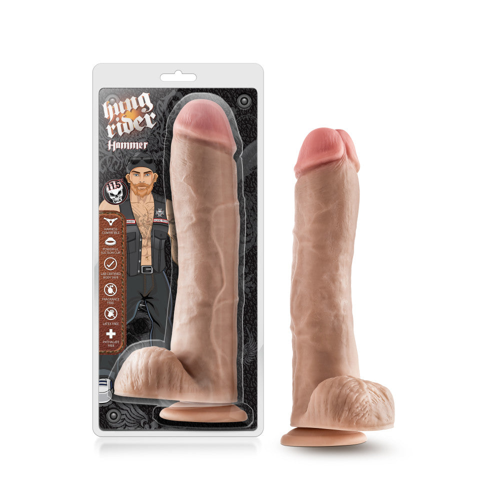 Hung Rider By Blush® | Hammer Realistic Beige 11.5-Inch Long Dildo With Balls & Suction Cup Base、mySite、bottomscart
