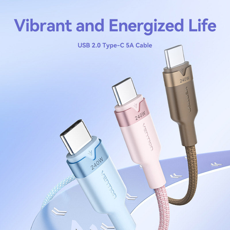 Vention USB 2.0 Type-C Male to Type-C Male 5A Cable Aluminum Alloy Type、mySite、fannypackpong