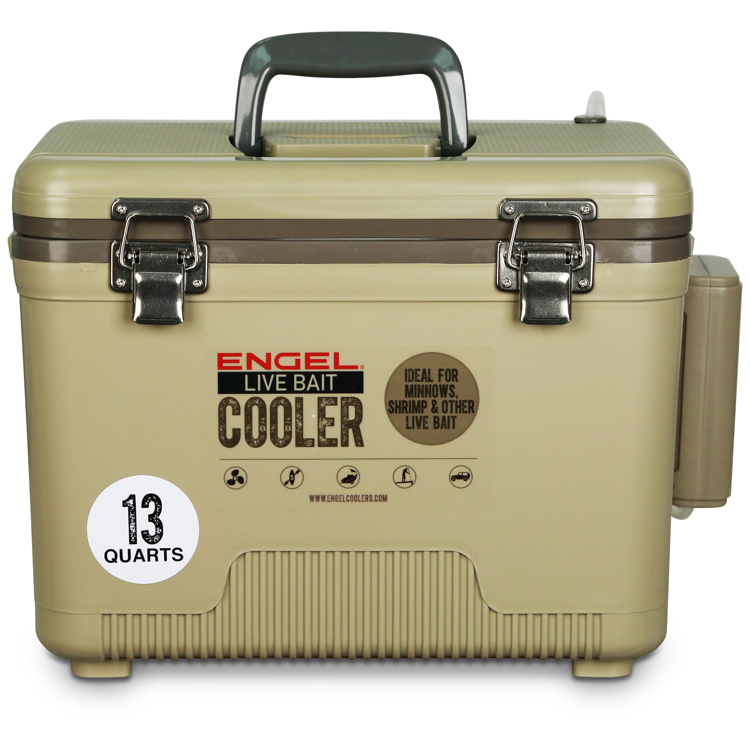 Engel 13Qt Live bait Pro Cooler with AP3 Rechargeable Aerator & Stainless Hardware、mySite、noshort